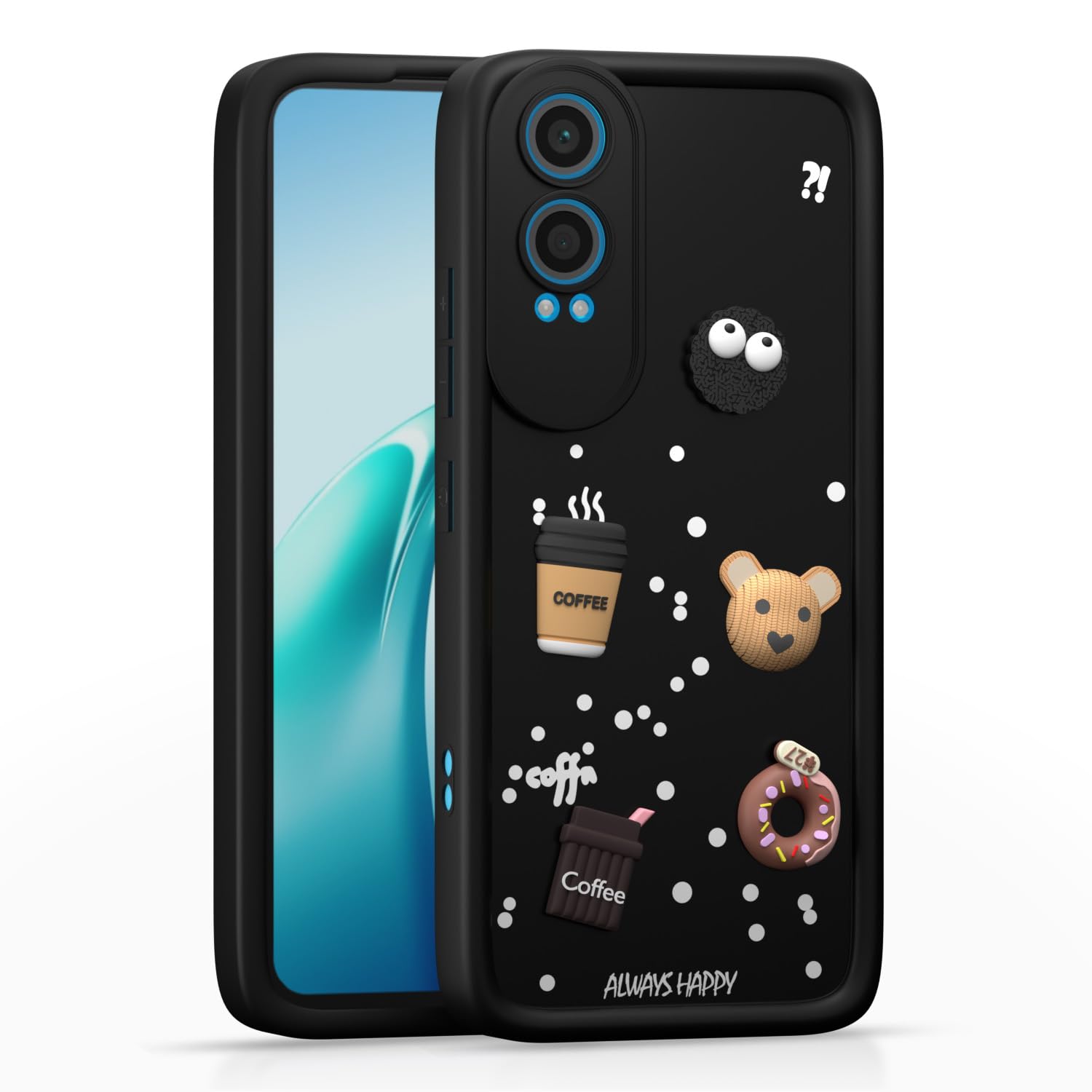 OnePlus Nord Ce 4 Lite 5G Cute Fun Cartoon 3D Bear Silicone Full Body Protection cartoon - Black