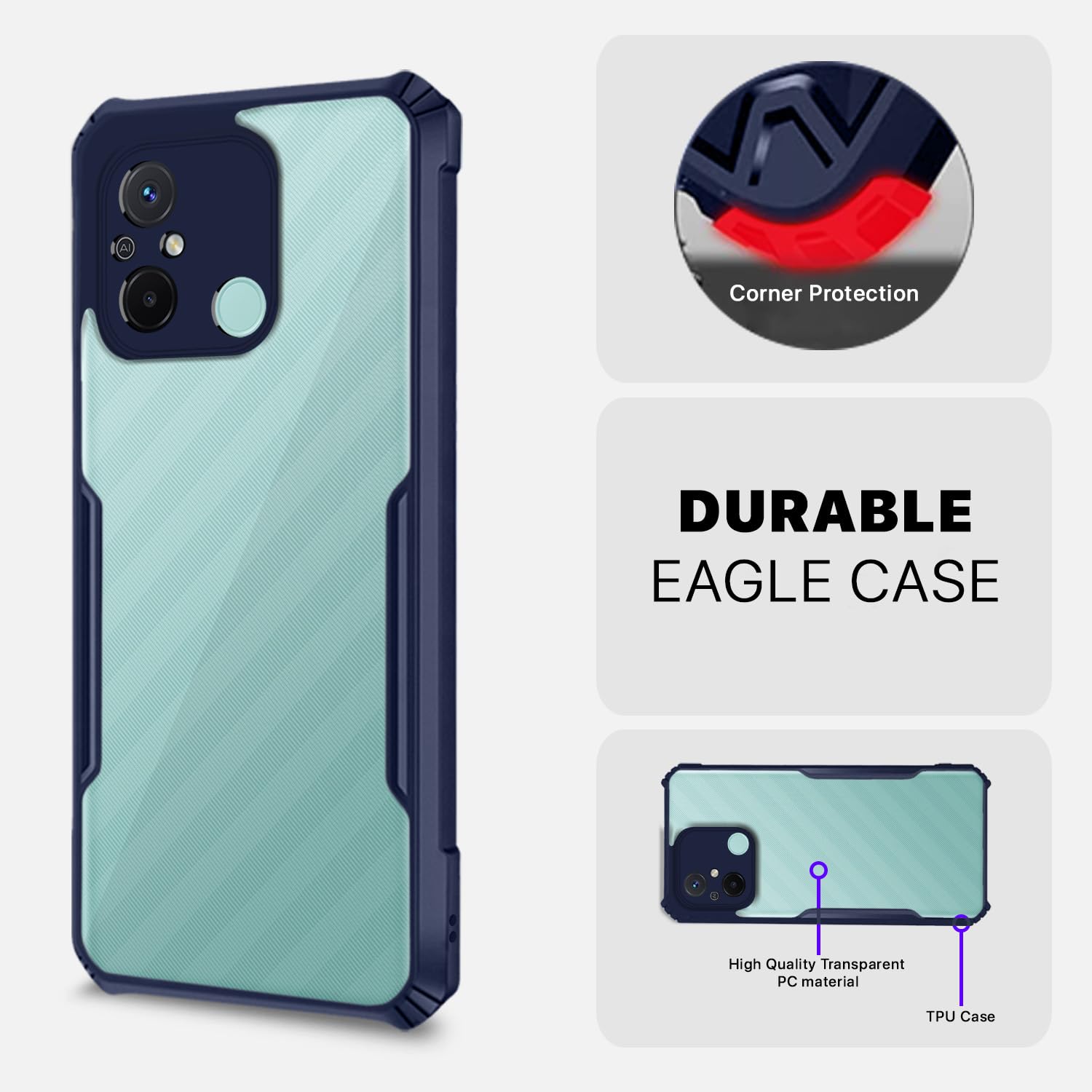 Redmi 12C/Poco C55 mobile back cover in blue by Pikkme – photo 5