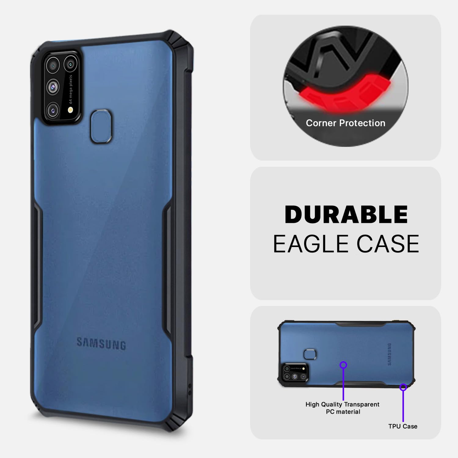 Pikkme Samsung Galaxy M31/M31 Prime/F41 Eagle Back Cover (Black)