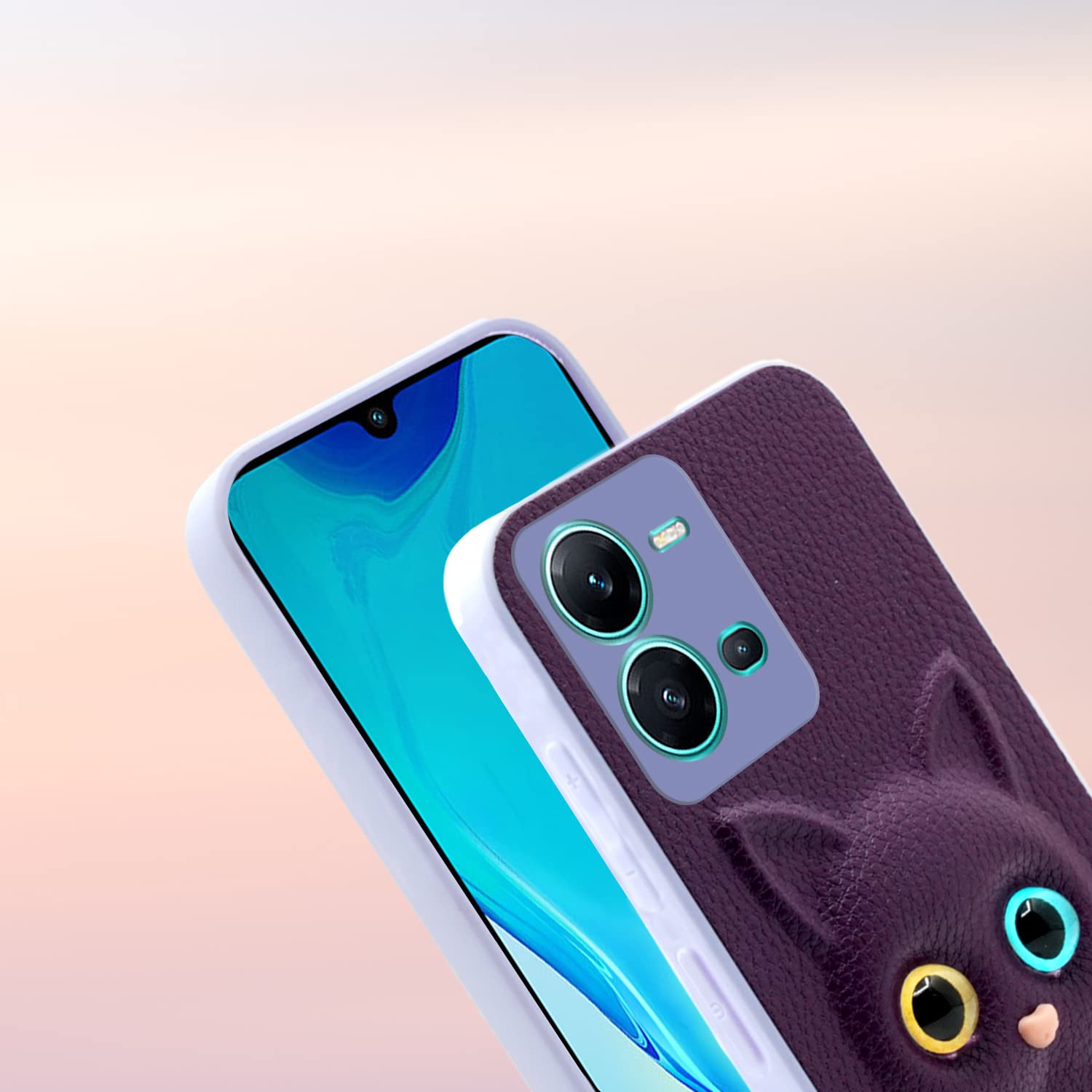 Pikkme Vivo V25 5G Kitty Back Cover (Purple)