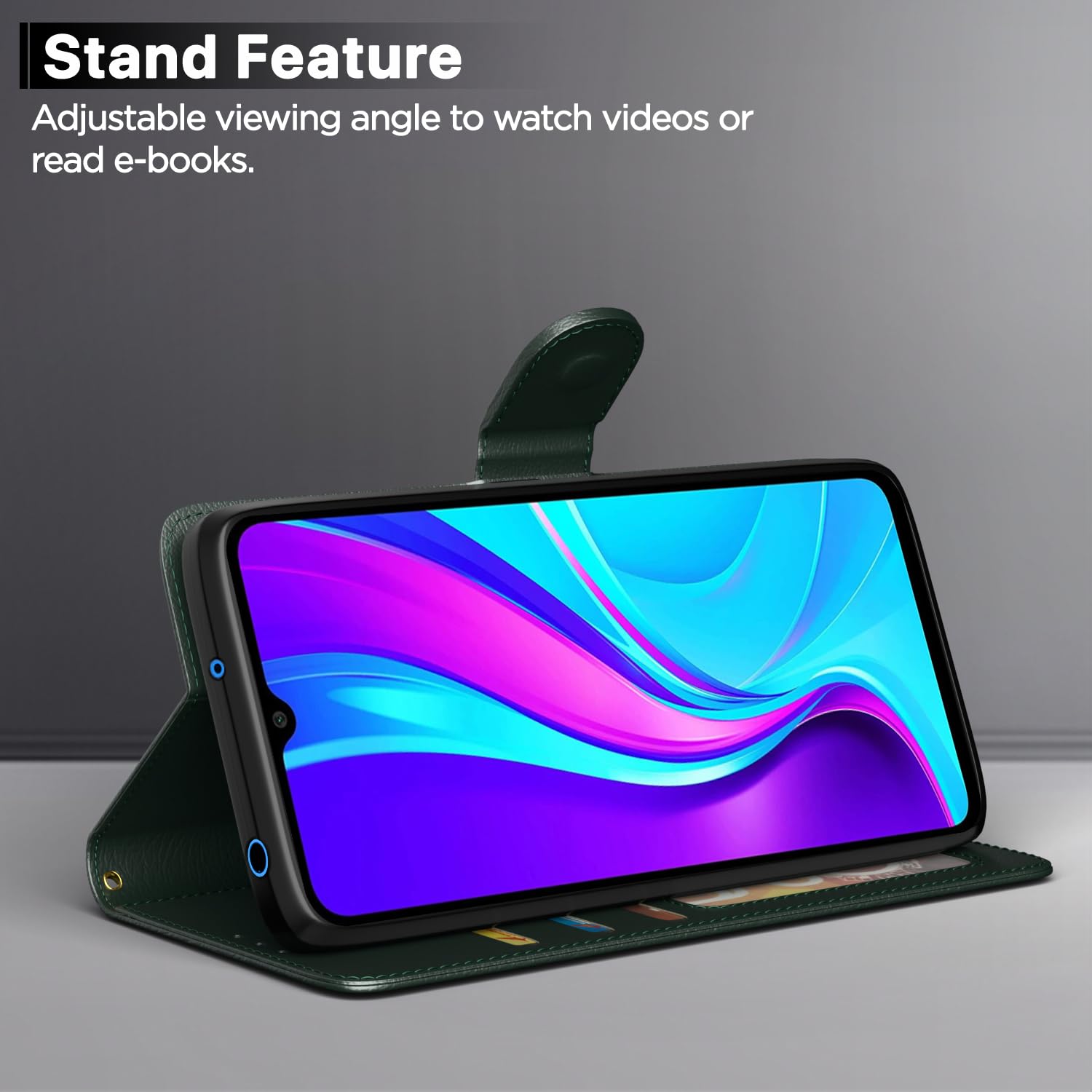 Pikkme Redmi 9 Vintage Flip Cover (Green)
