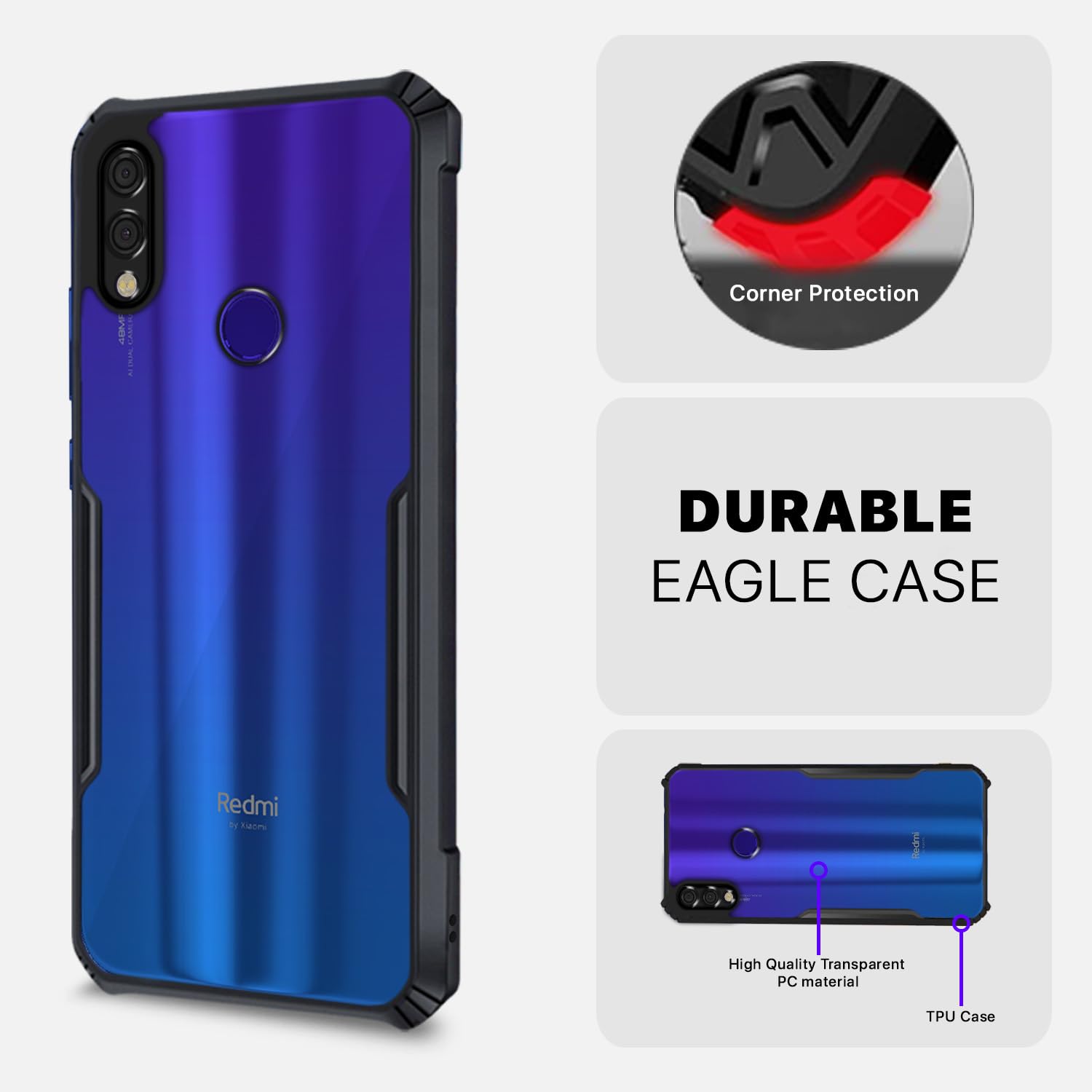 Pikkme Redmi Note 7 / Note 7 Pro/Note 7S Eagle Back Cover (Black)