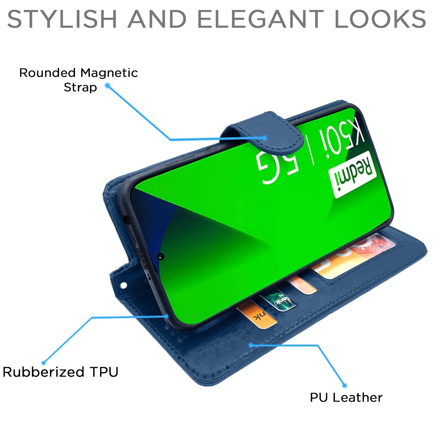 Pikkme Redmi K50i Wallet blue flip case – photo 5