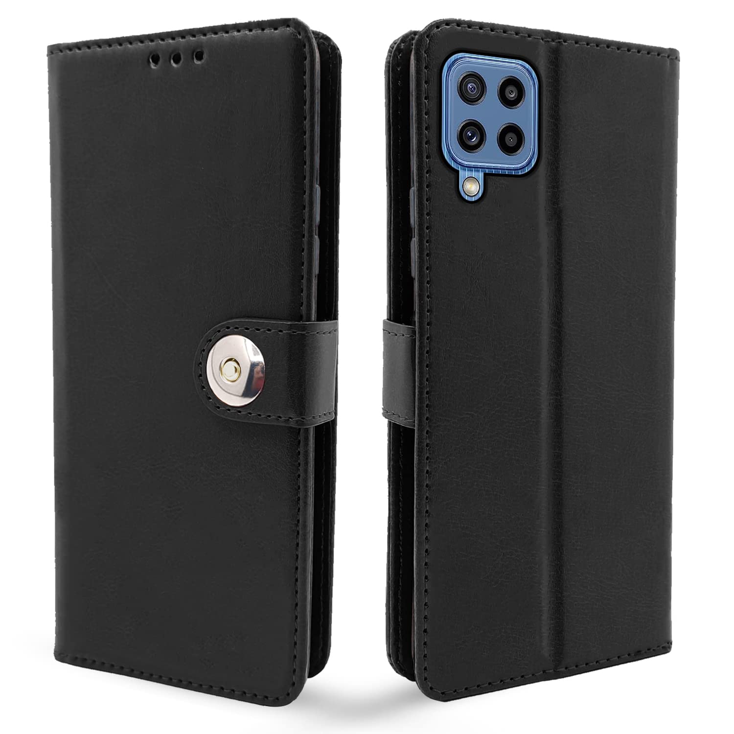 Button black Wallet flip case for Samsung M32 4G/M32 Prime/F22 4G – Pikkme