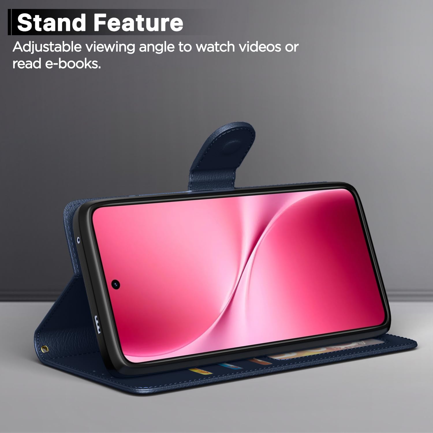Vivo V60 Lite 5G Wallet flip cover in blue by Pikkme – photo 3