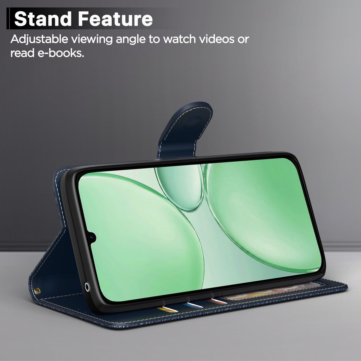 Pikkme Realme P4 Lite/C83 5G Wallet blue flip cover – photo 3