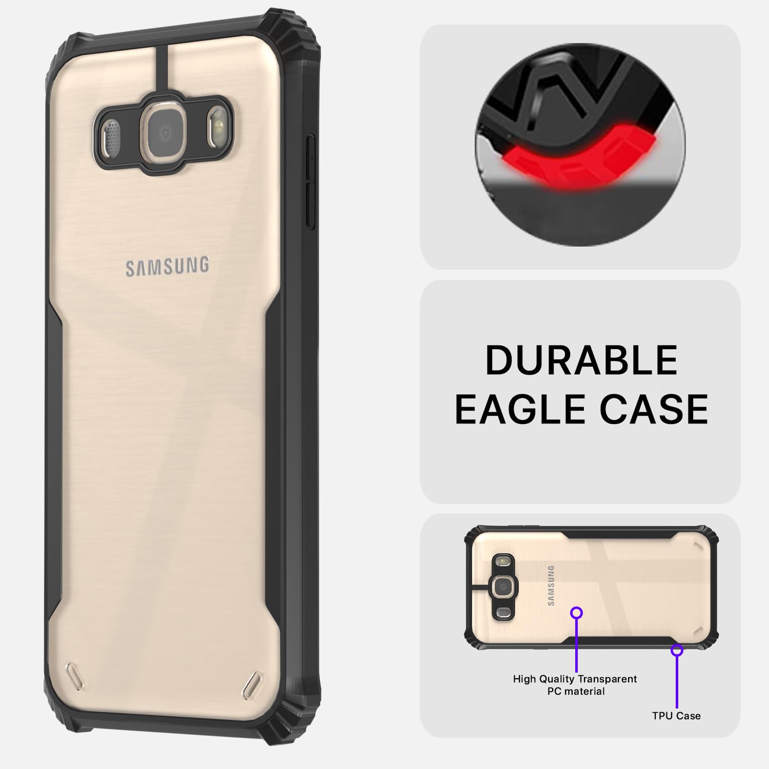 Pikkme Samsung Galaxy J5 2016 Eagle Back Cover (Black)