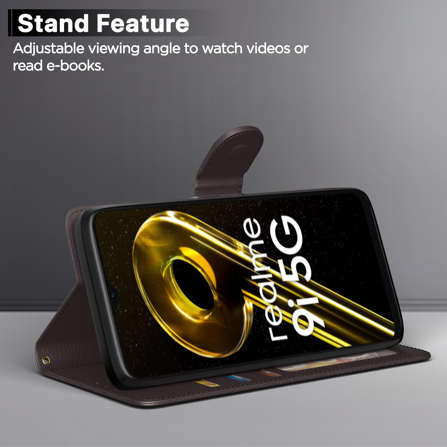 Pikkme Realme 9i 5G Vintage Flip Cover (Coffee)
