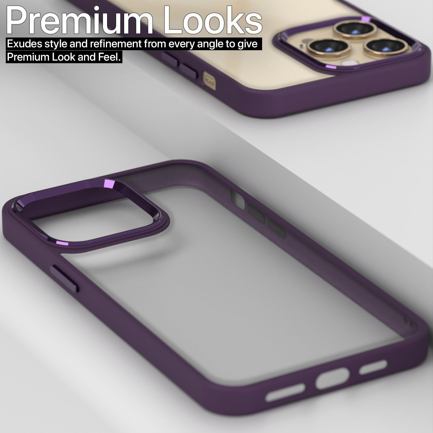 Pikkme iPhone 13 Pro Max Electroplated Crome Metal Ring Back Cover (Magenta)