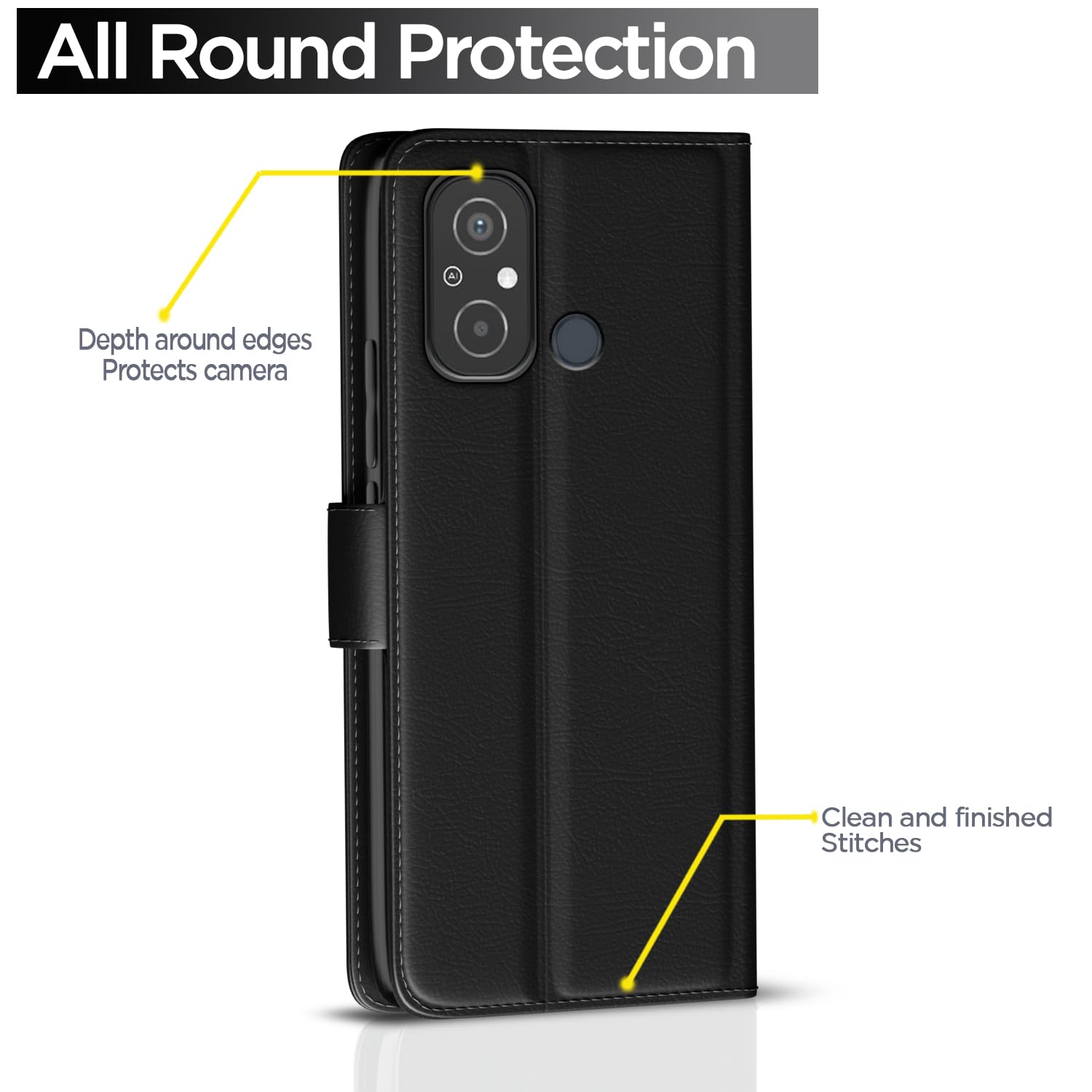 Black Wallet flip cover for Redmi 12C/Poco C55 – Pikkme – photo 4