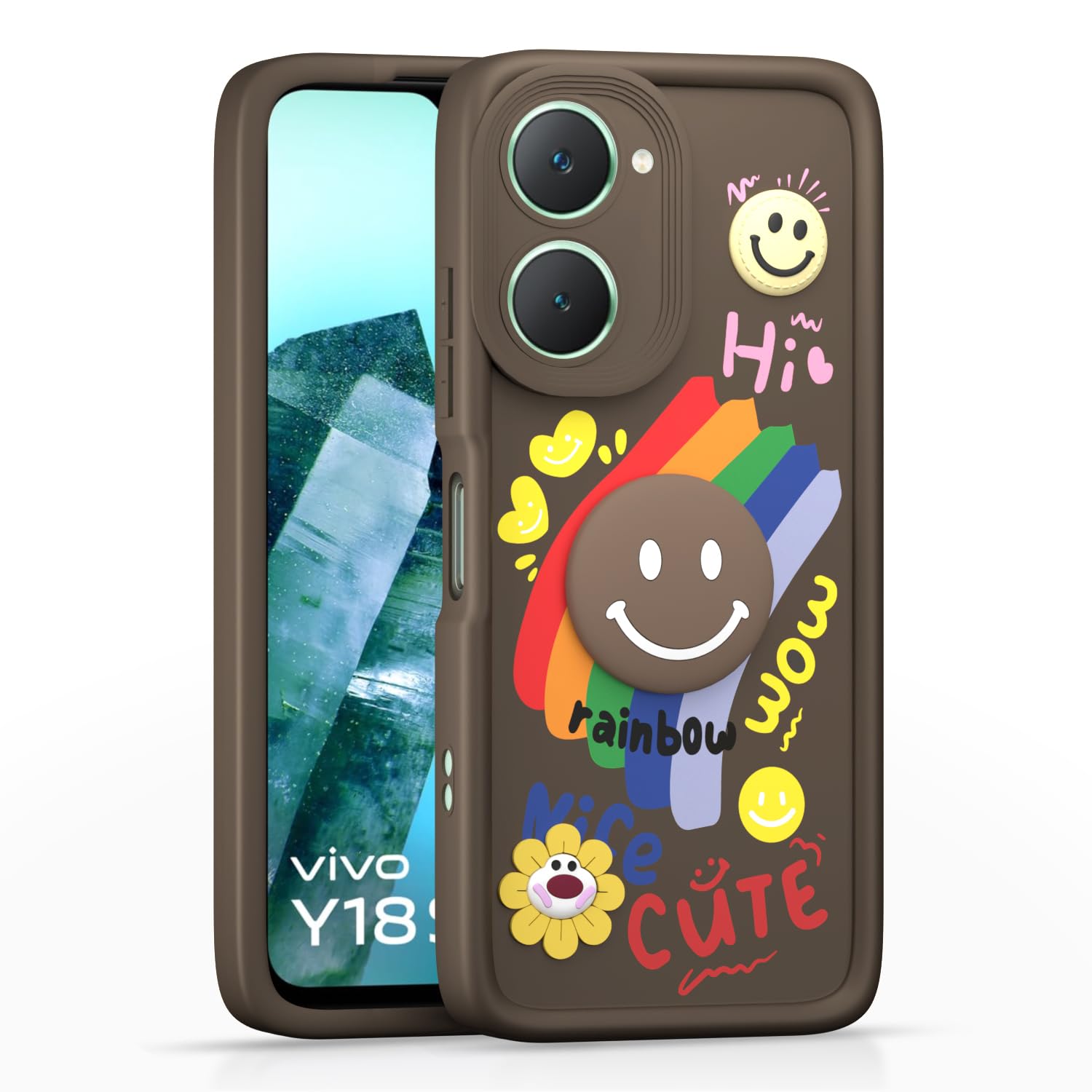 iQOO Z9 Lite 5G/Vivo T3 Lite 5G/Vivo Y18/Y18e/Y03 Soft Silicone phone cover in brown by Pikkme