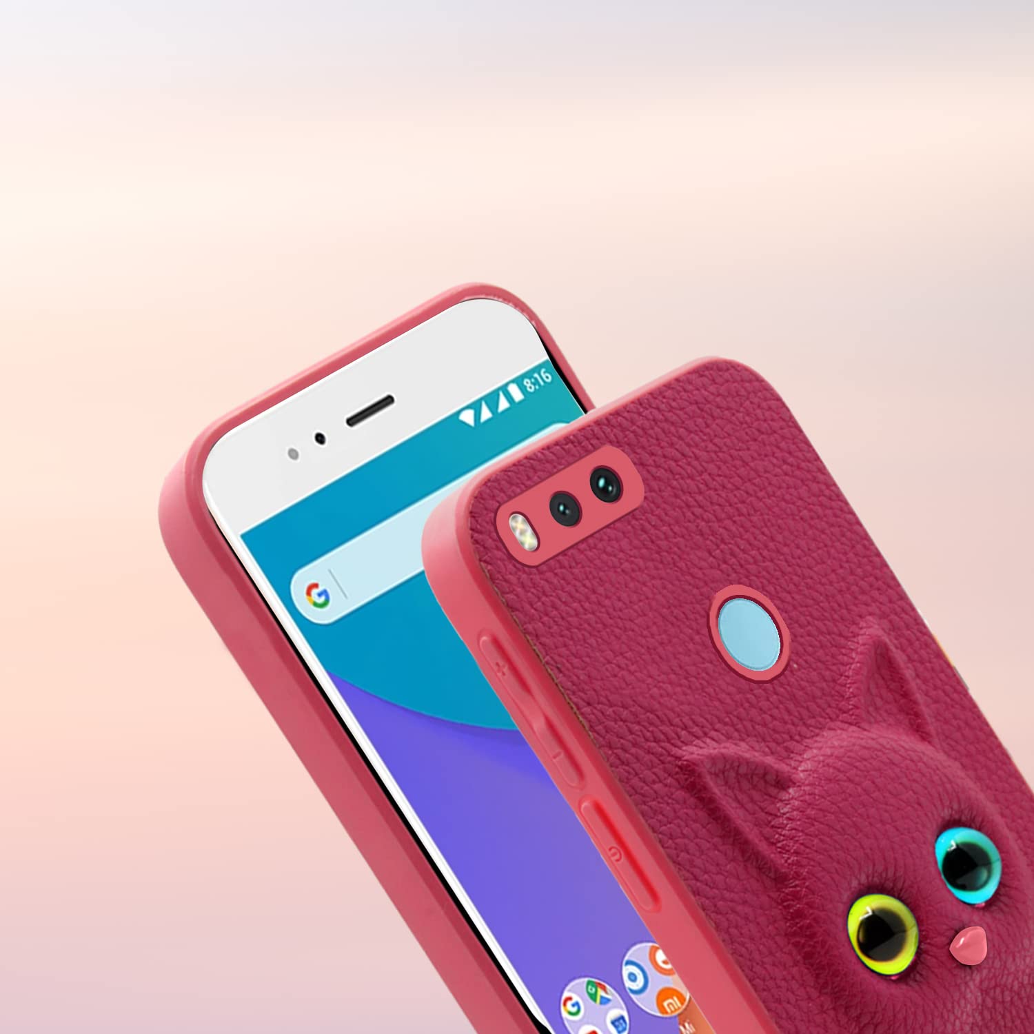 Mi A1 Cat back cover in pink by Pikkme – photo 5