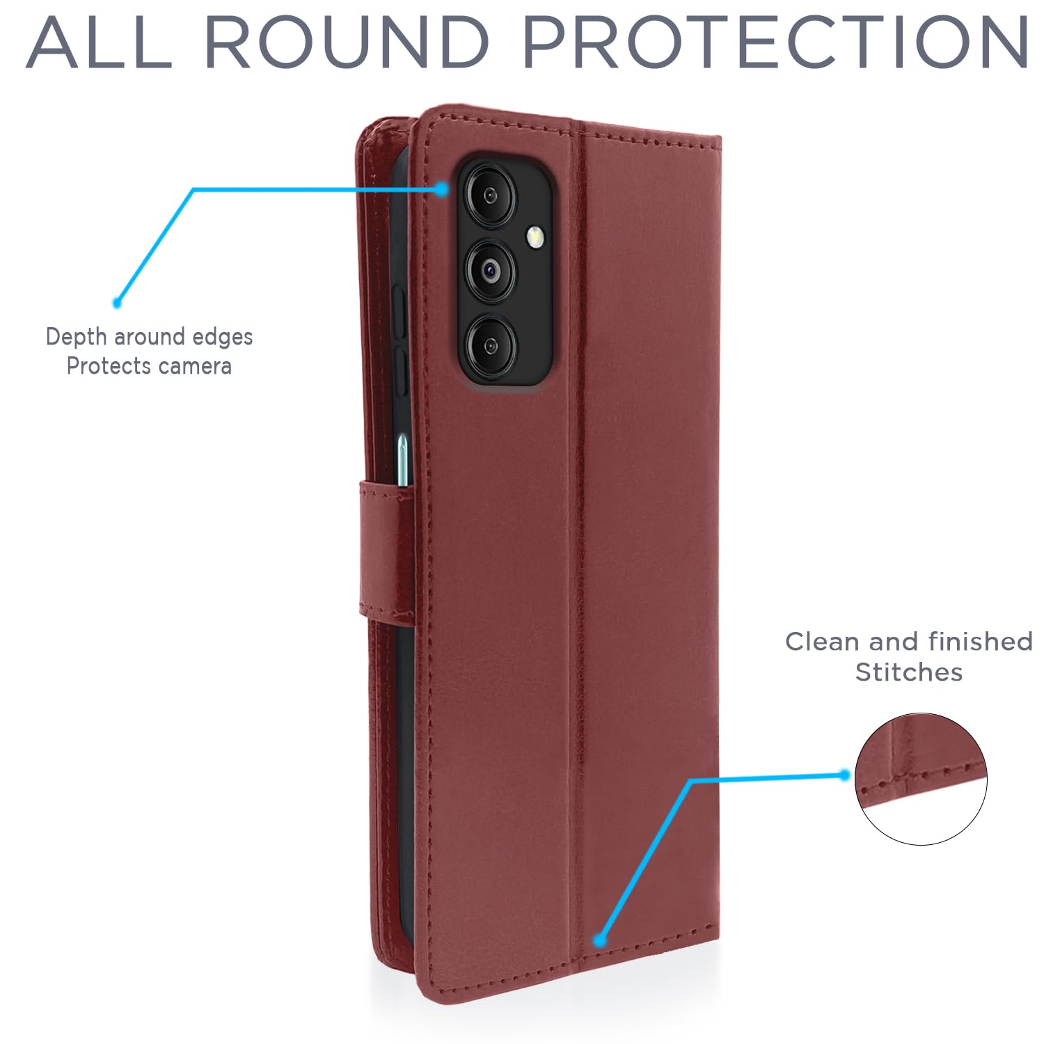 Pikkme Samsung Galaxy M35 5G Vintage Flip Cover (Brown)