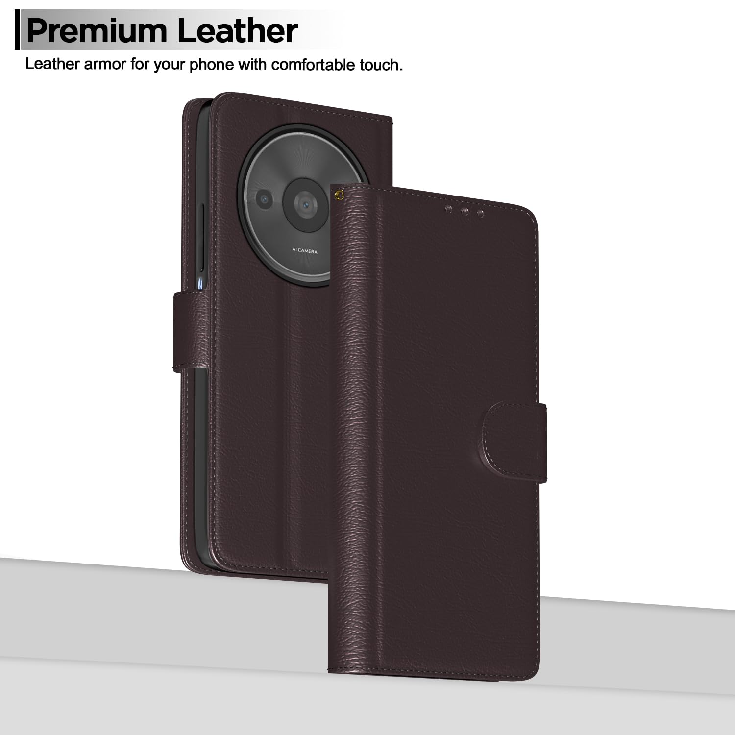 Pikkme Redmi A3 (2024) / Redmi A3x / Poco C61 Vintage Flip Cover (Coffee)