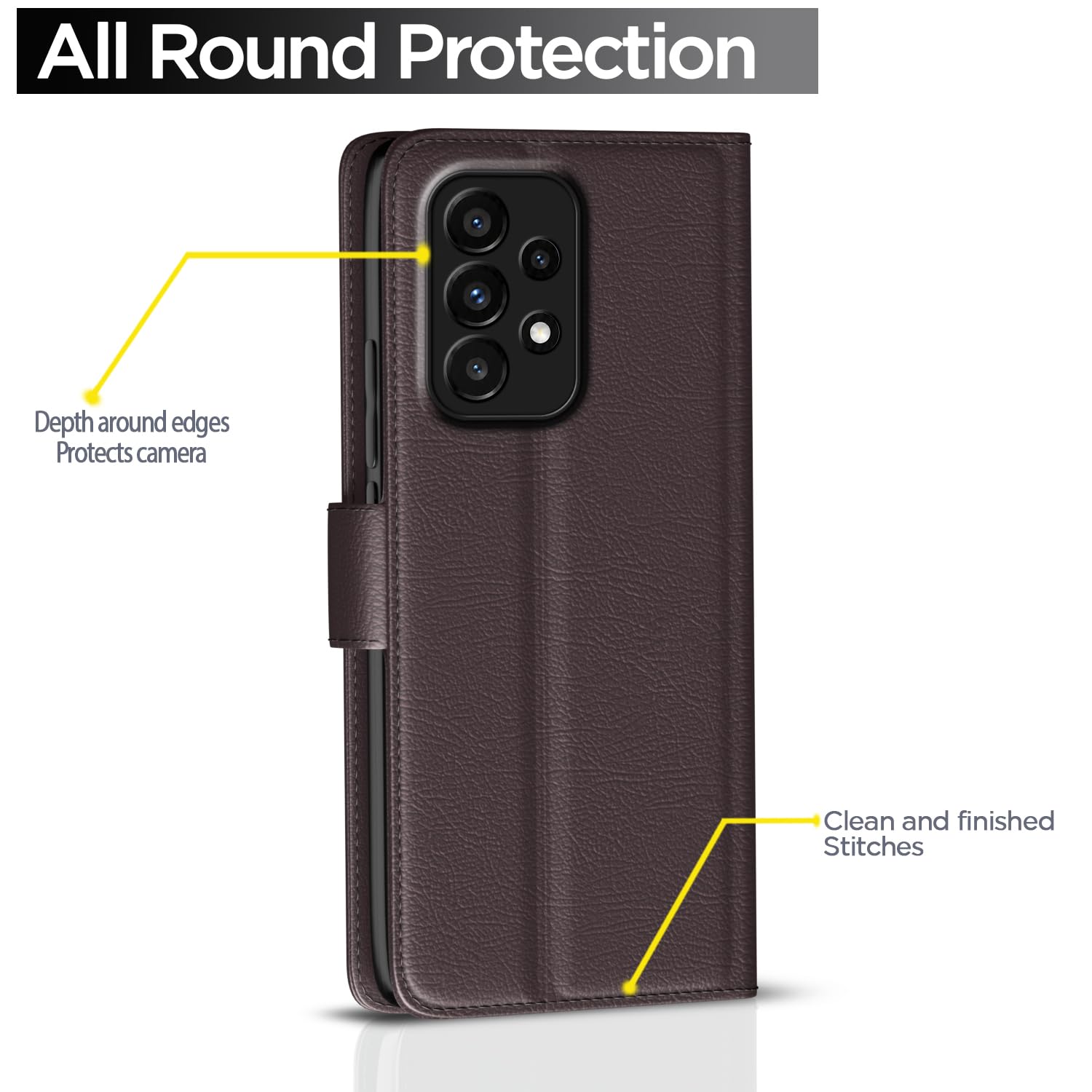 Samsung A33 5G Wallet flip case in coffee by Pikkme – photo 4