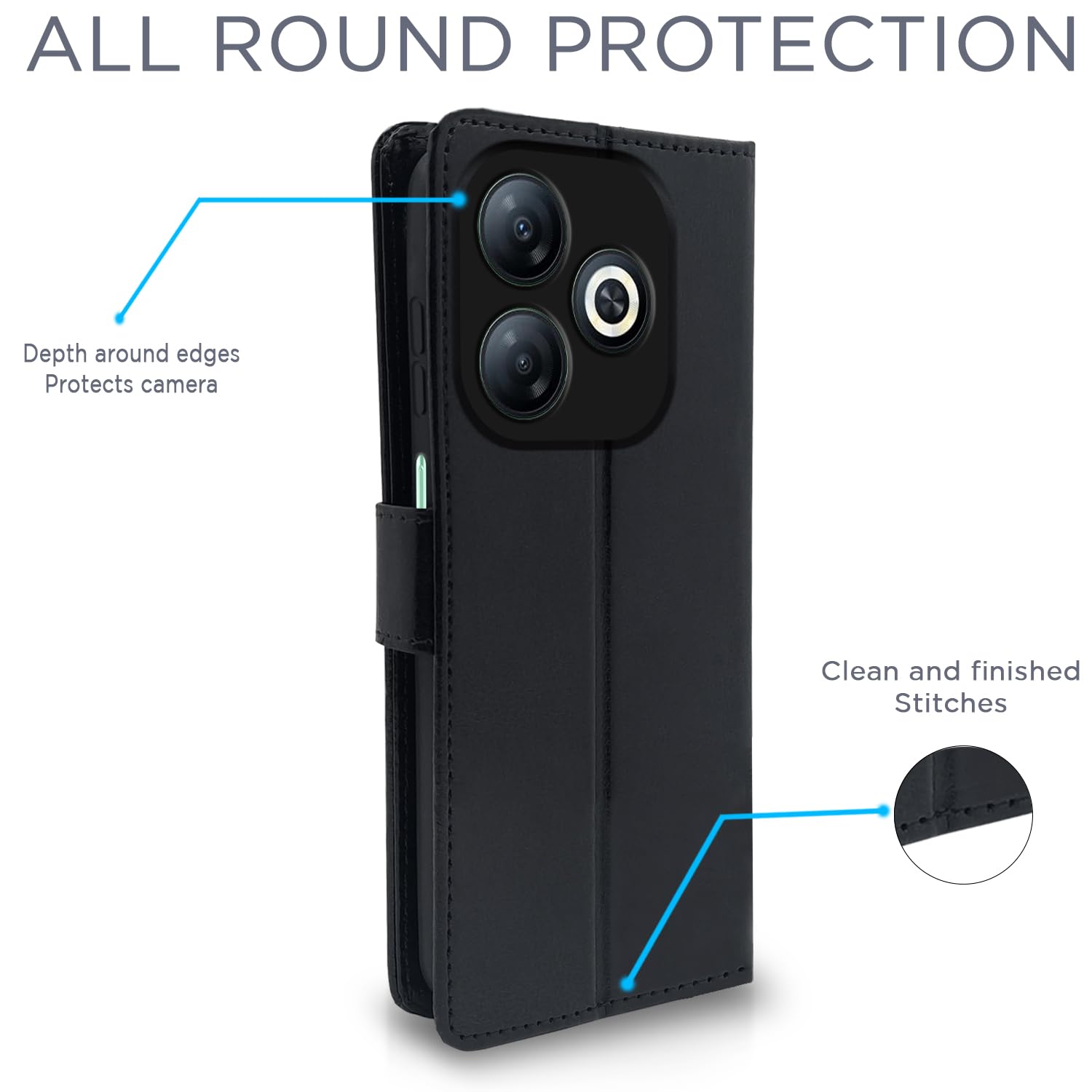 Pikkme Infinix Smart 8 HD Vintage Flip Cover (Black)