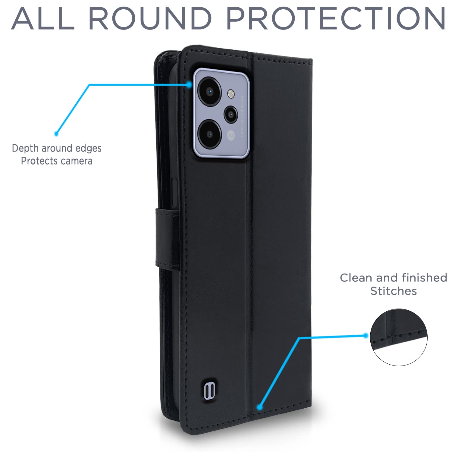Pikkme Realme C31 Vintage Flip Cover | Black