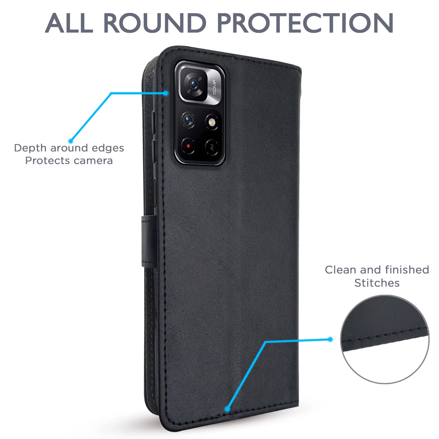 Pikkme Redmi Note 11T/Poco M4 Pro 5G black flip case – photo 4