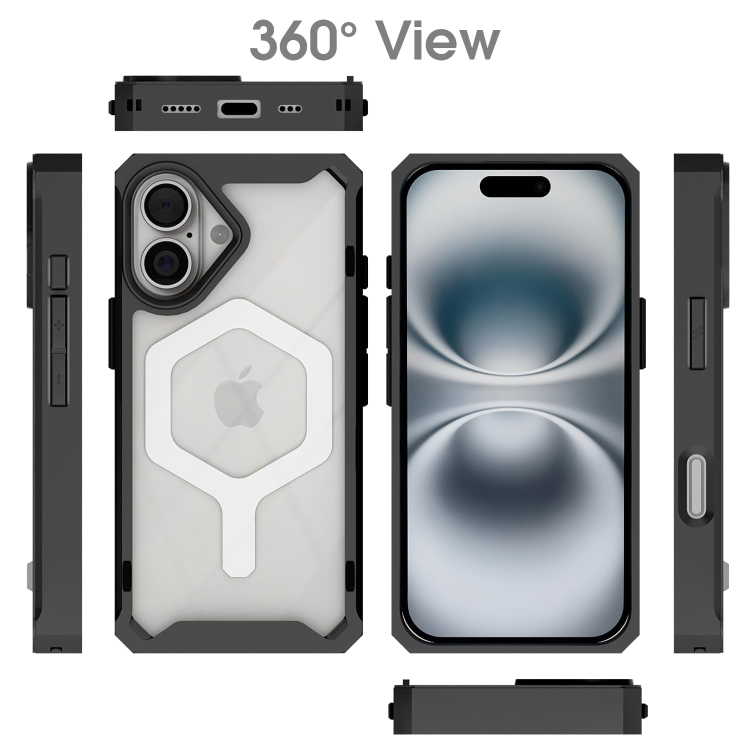 Black mag-safe Hybrid phone cover for iPhone 16 – Pikkme – photo 7