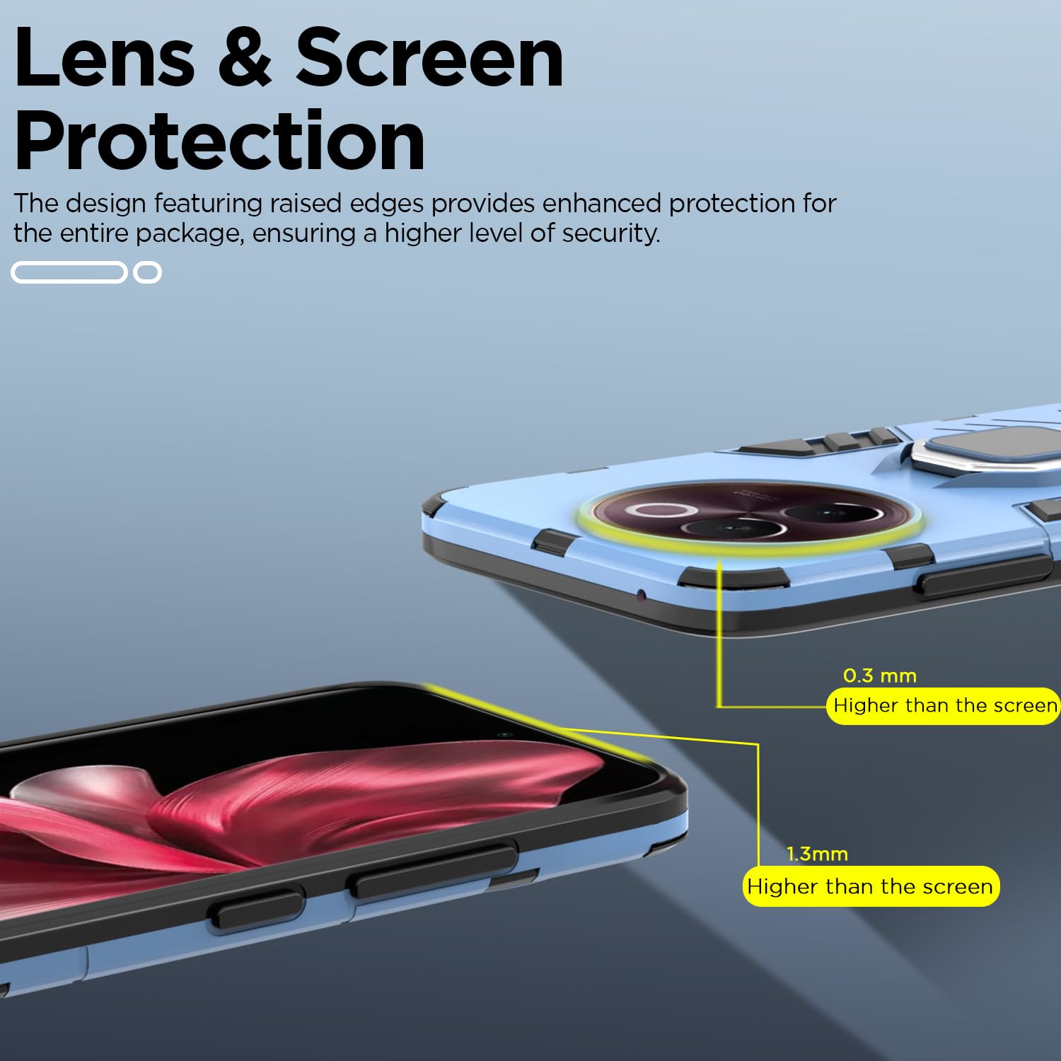 Pikkme Vivo V30E 5G D5 Tough Armor Back Cover (Blue)