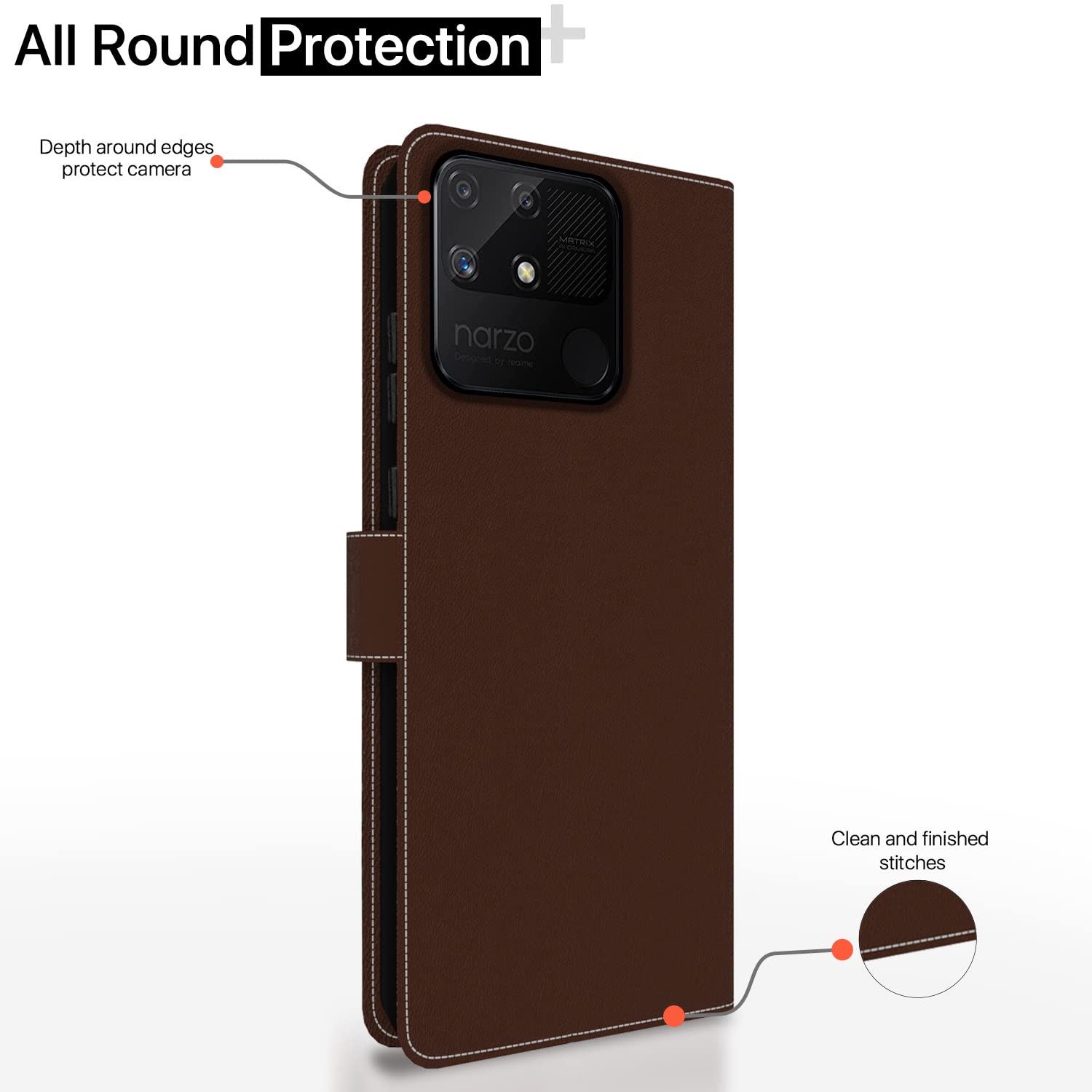 Pikkme brown & coffee flip cover for Realme Narzo 50A – photo 4