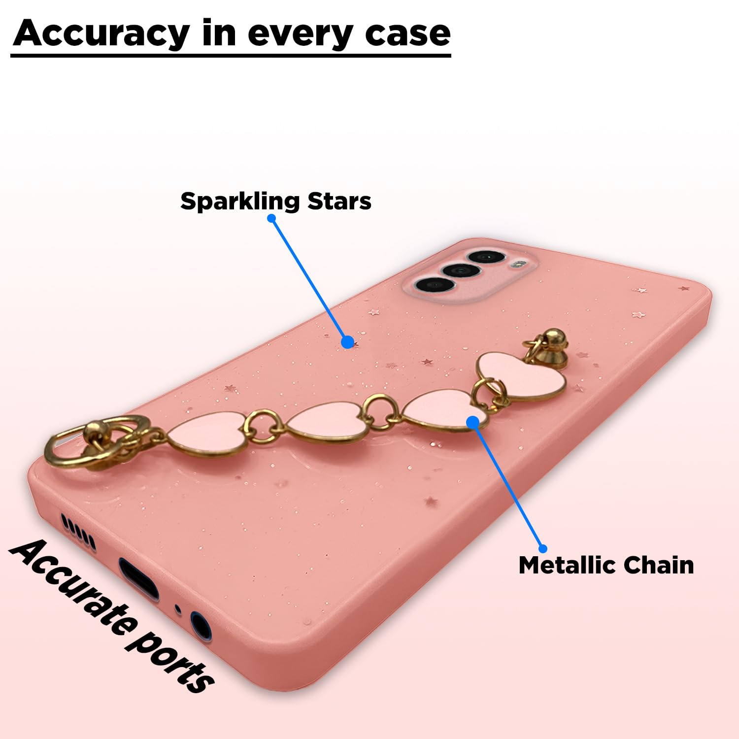 Pikkme Motorola Moto G52 / G82 5G Chain Back Cover (Pink)
