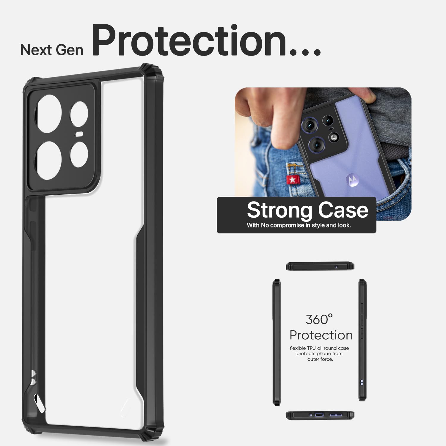 Pikkme Moto Edge 50 Pro 5G Eagle Back Cover (Black)