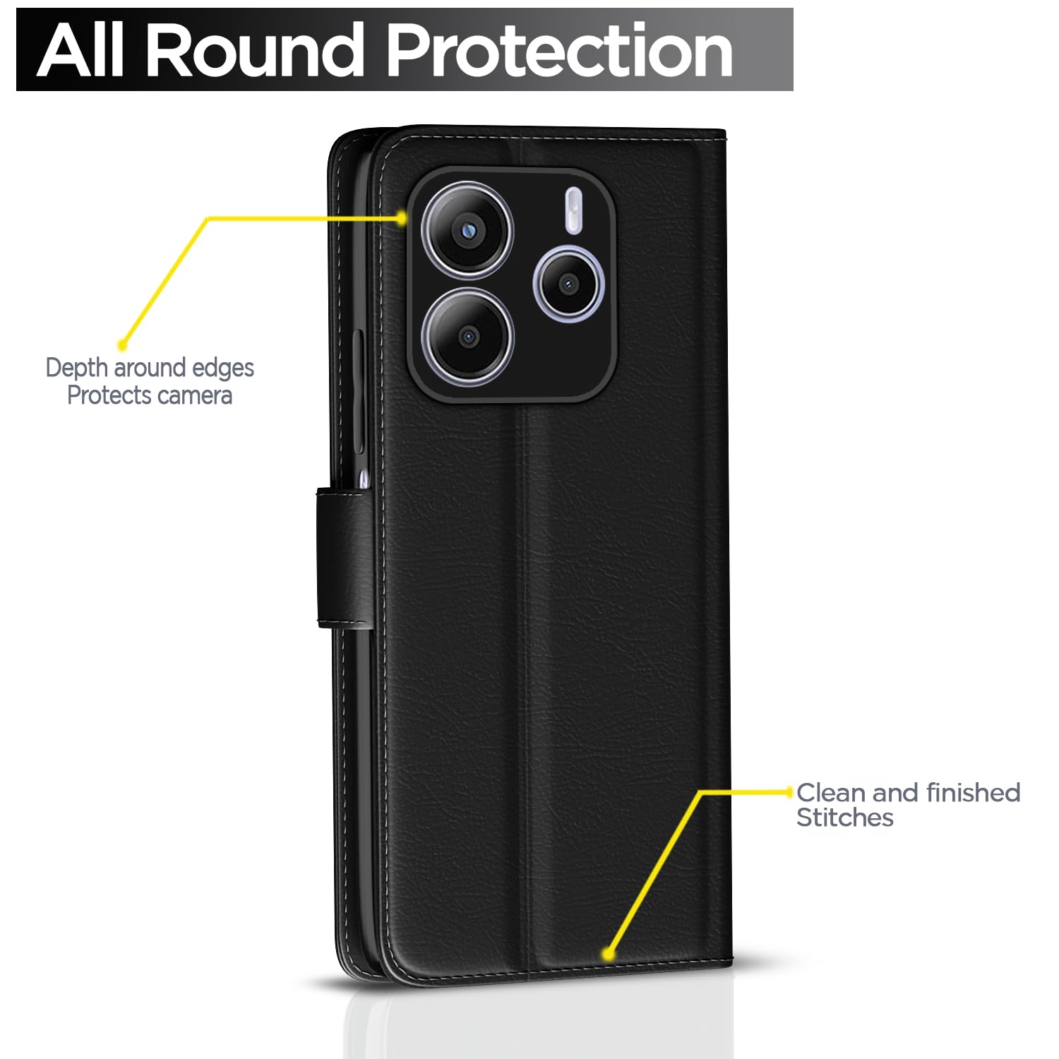 Black Wallet flip case for Redmi Note 14 5G – Pikkme – photo 4