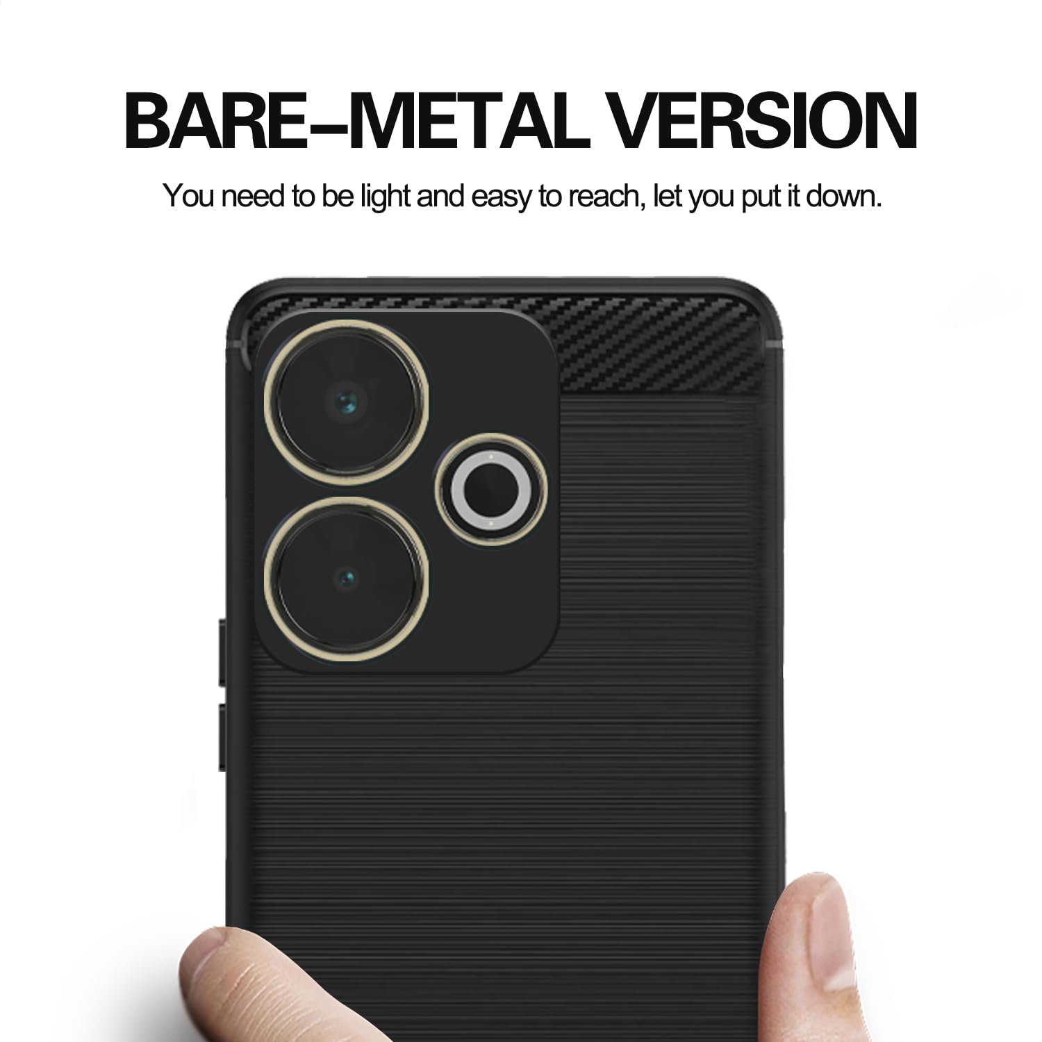 Pikkme Redmi 13 5G Hybrid Carbon Fibre Back Cover (Black)