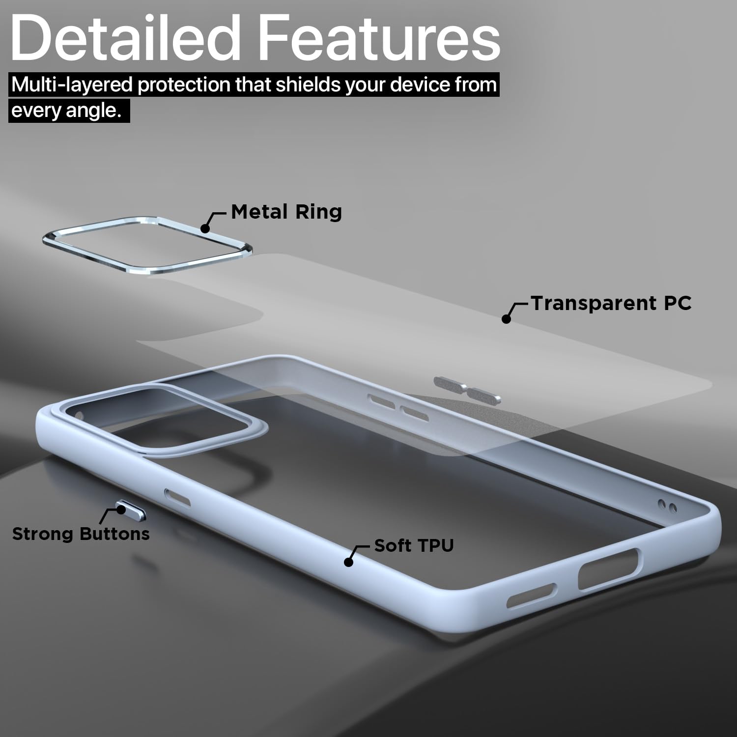 Pikkme Oppo Reno 7 Pro Camring Back Cover (Sierra Blue)