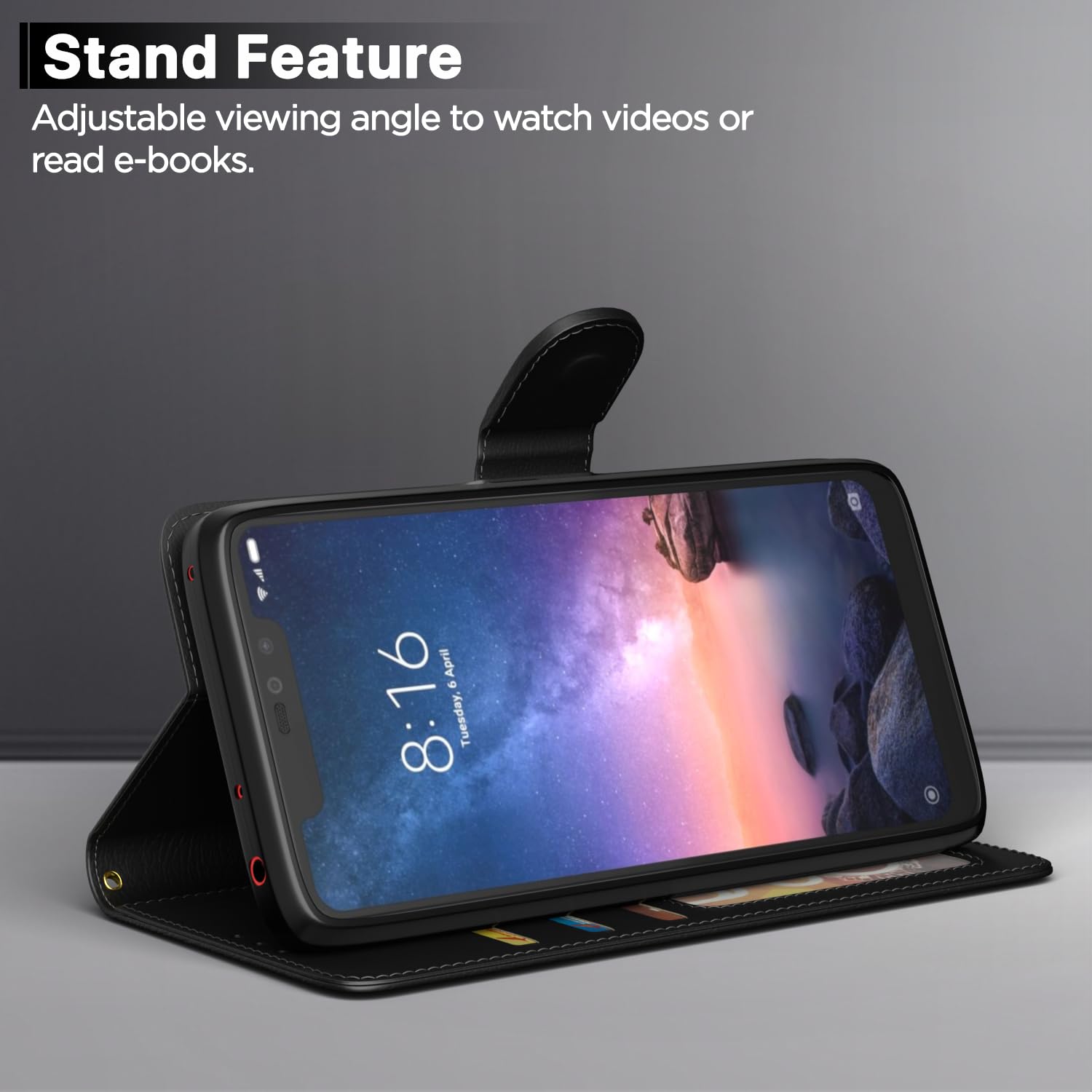 Pikkme Redmi Note 6 Pro Wallet black flip case – photo 3
