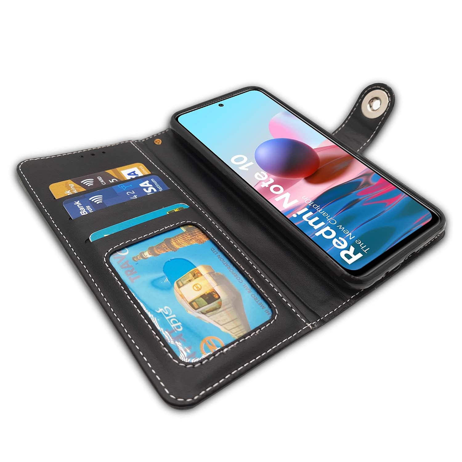 Pikkme Redmi Note 10 / 10s Wallet Style Inbuilt Pockets & Stand | Strong Magnetic Flip Cover (Grey)
