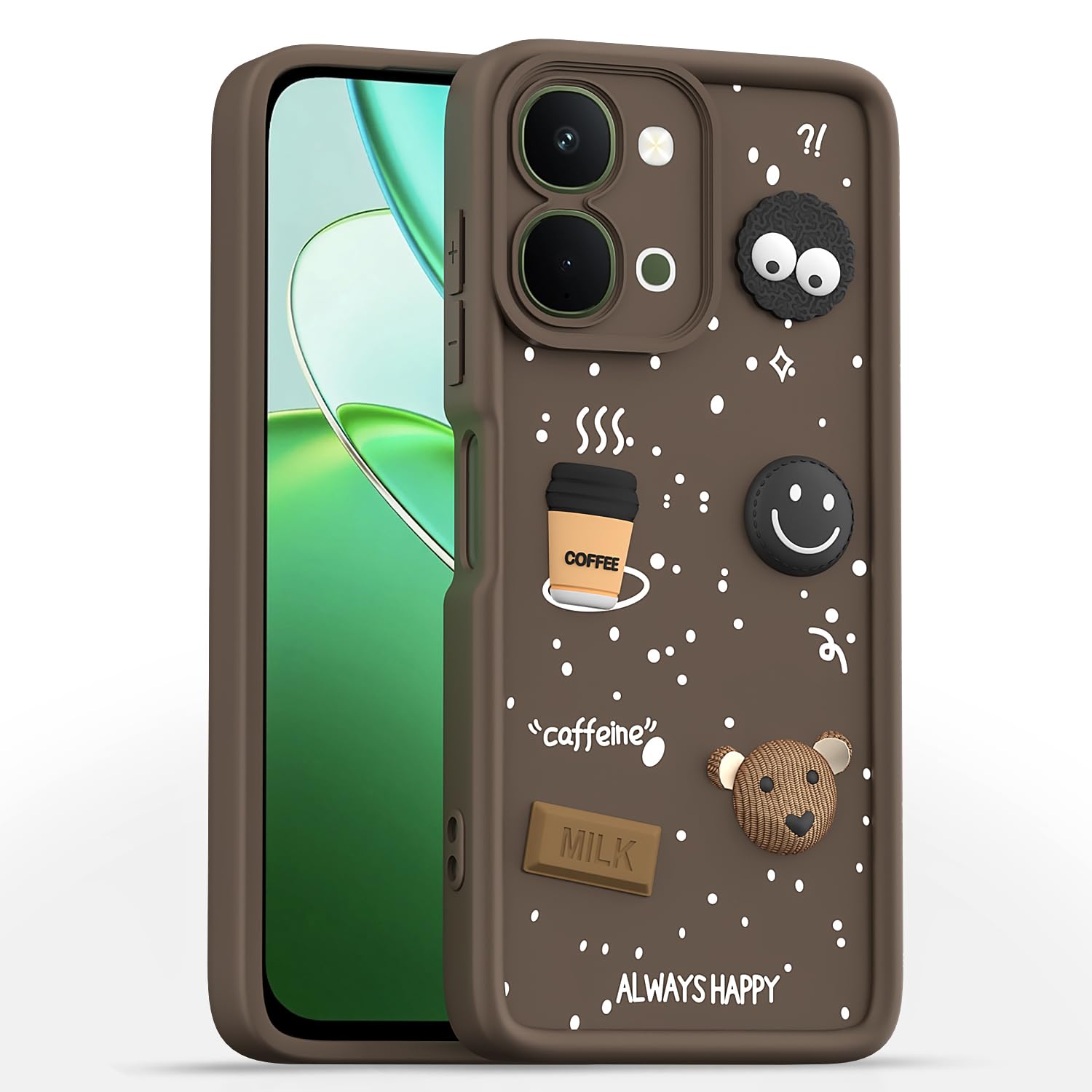 Vivo T5x/Y51 Pro/iQOO Z11x 5G/3D Silicone back cover in brown by Pikkme
