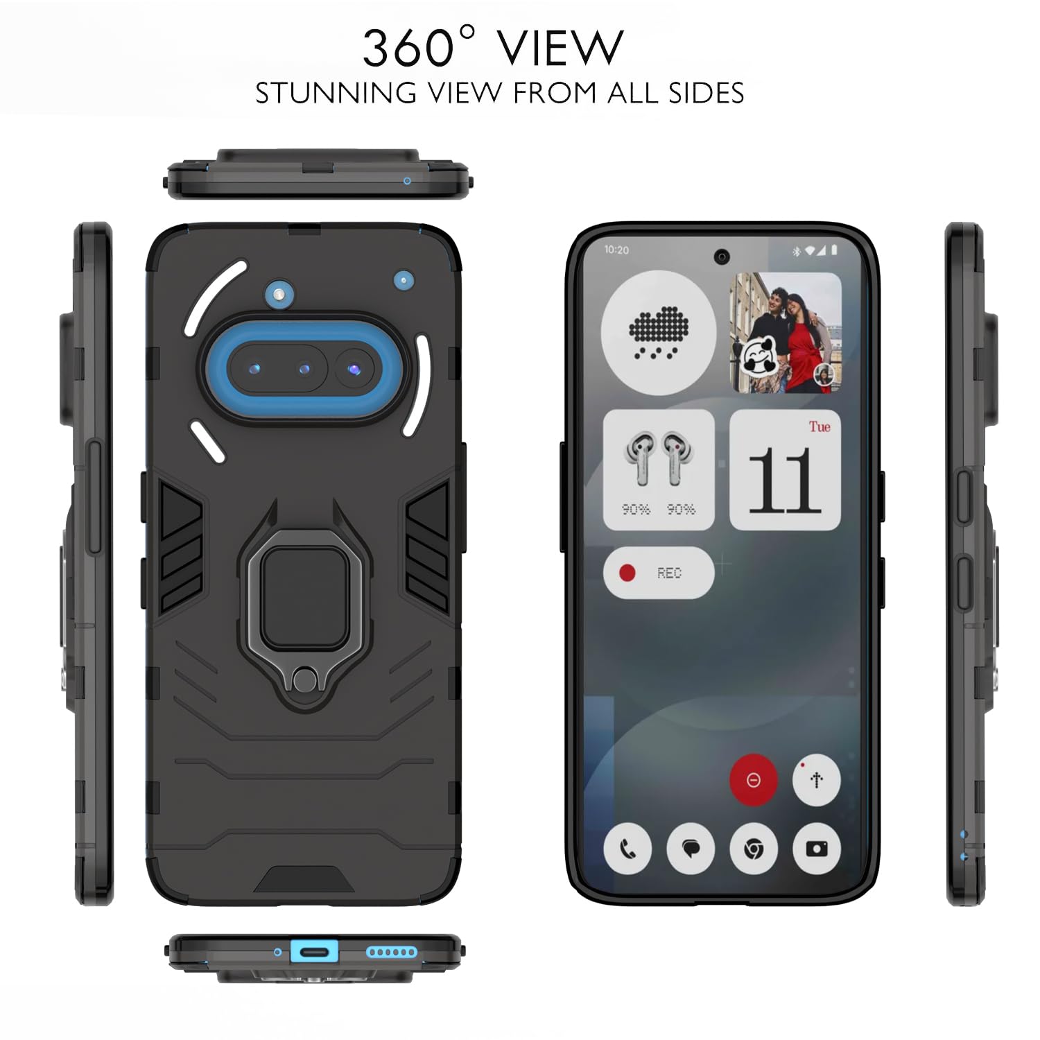 Pikkme Nothing Phone 3a 5G D5 Tough Armor Bumper Case (Black)