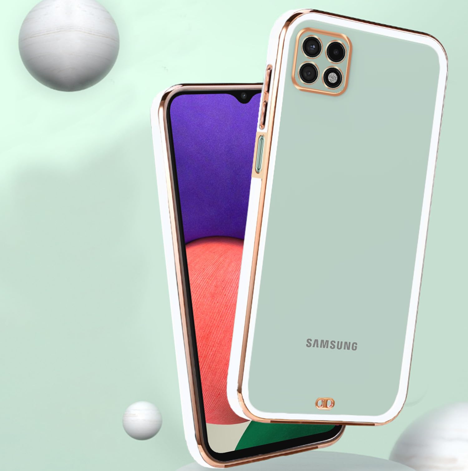 Samsung A22/F42 5G Chrome mobile back cover in white by Pikkme – photo 5