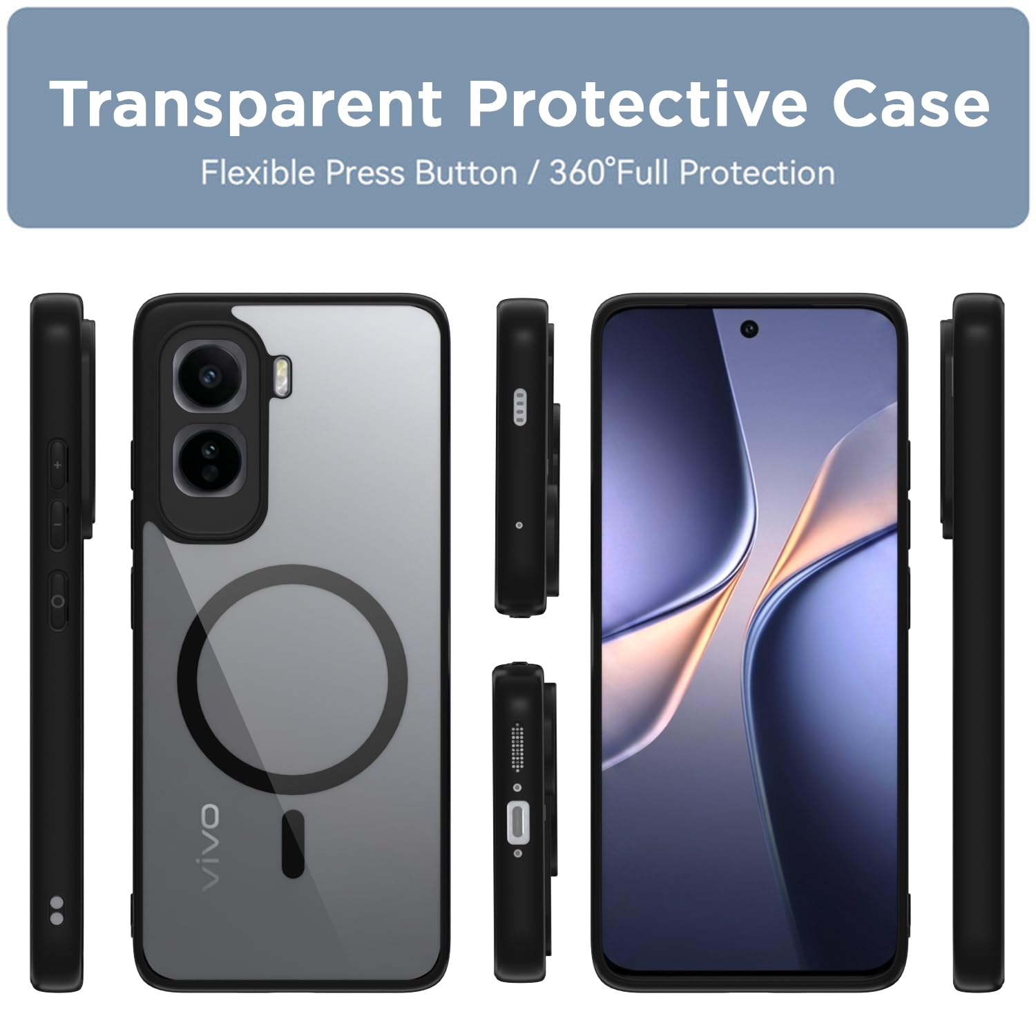 Pikkme Vivo T5 Pro 5G black mag-safe back cover – photo 2