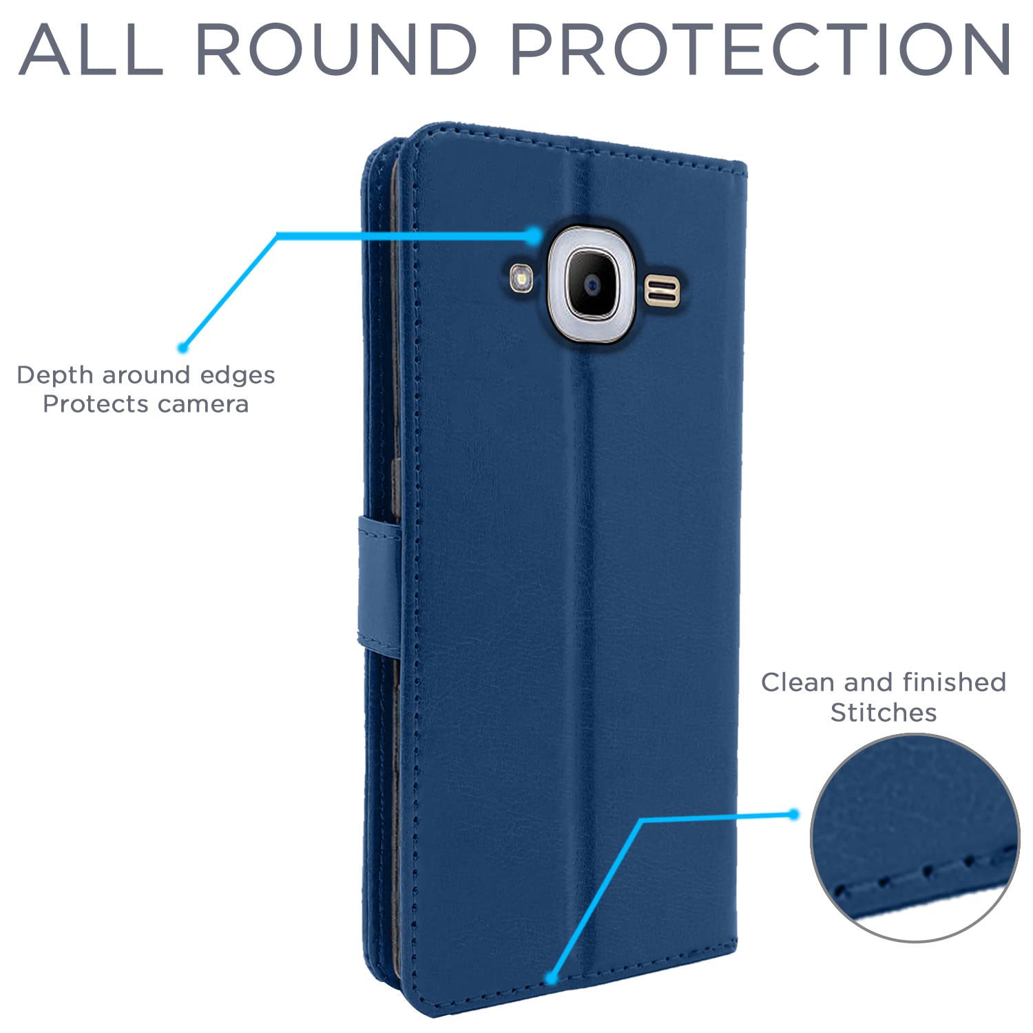 Pikkme Samsung Galaxy J2 2016 Vintage Flip Cover (Blue)