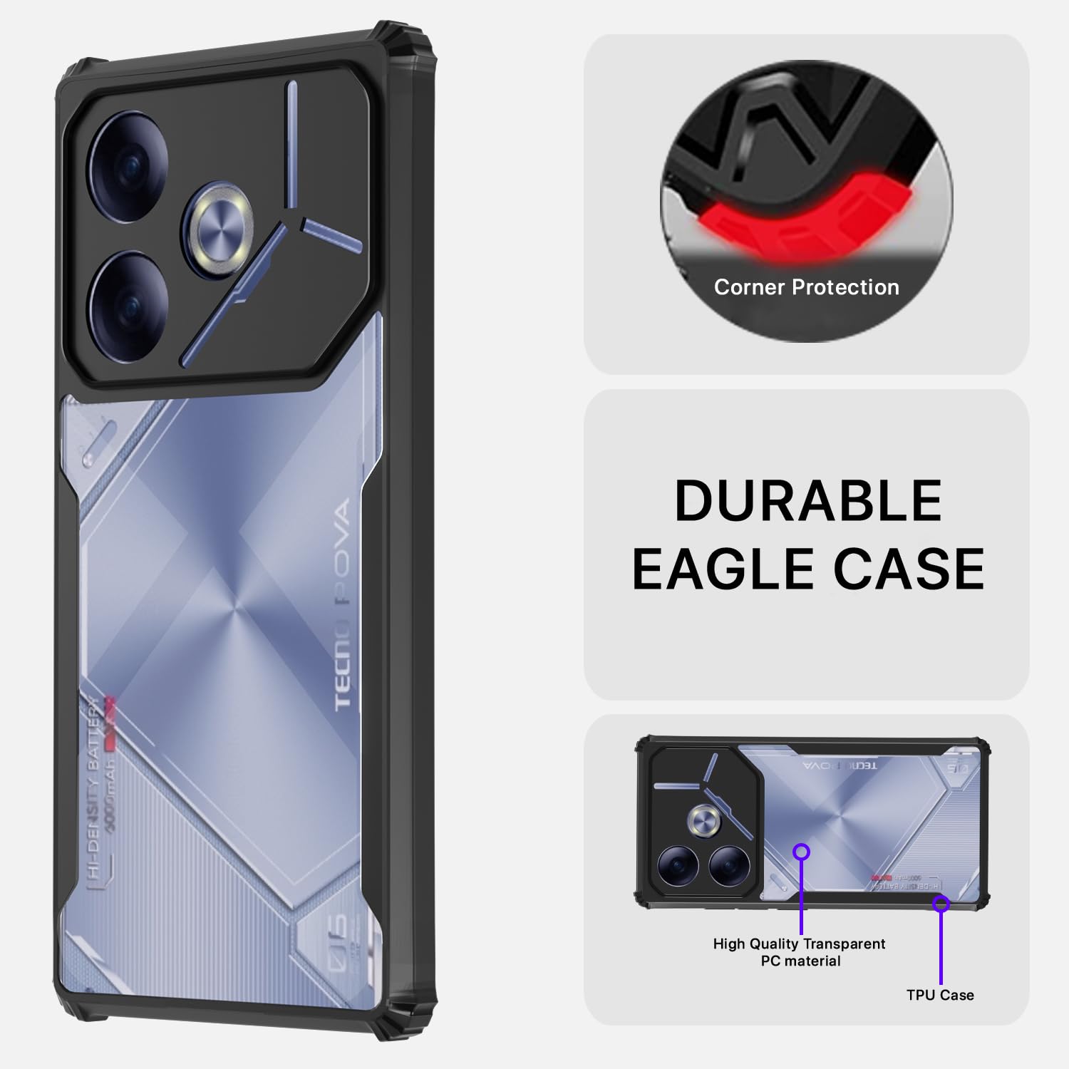 Pikkme black Clear phone cover for Tecno Pova 6 – photo 5