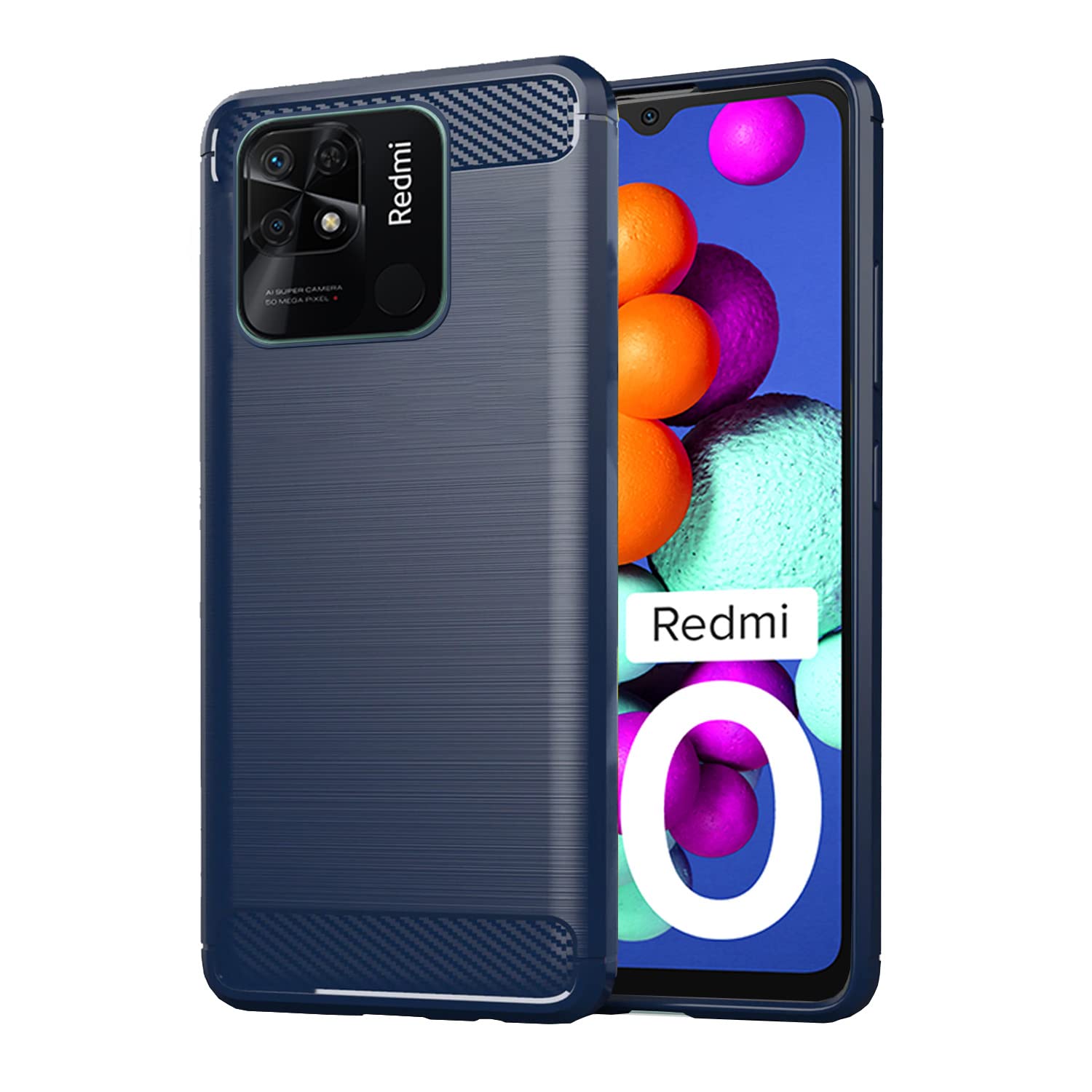 Mi Redmi 10 / Redmi 10 Power Hybrid Carbon Fiber Back Cover - Blue