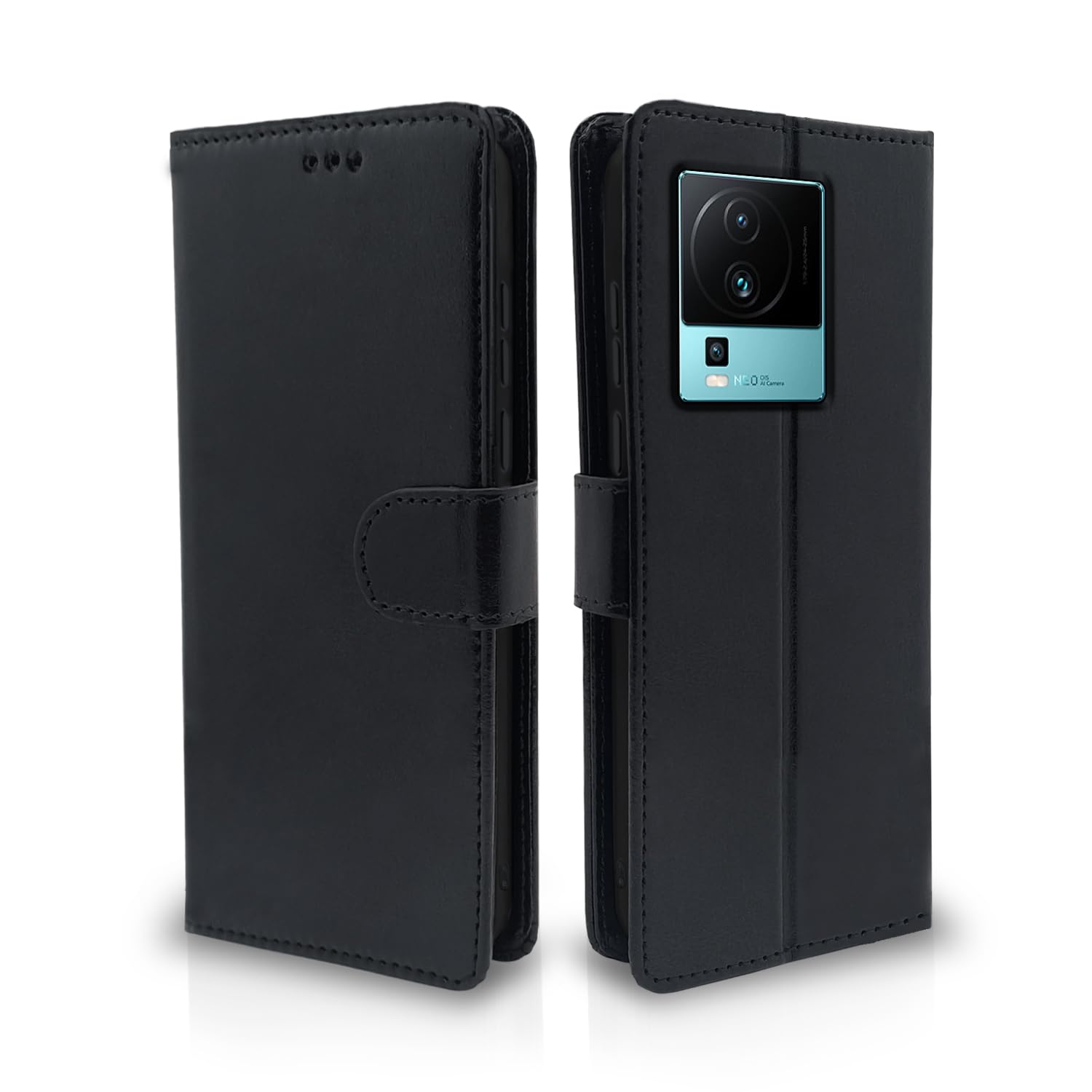 Pikkme iQOO Neo 7 Pro 5G black wallet flip cover