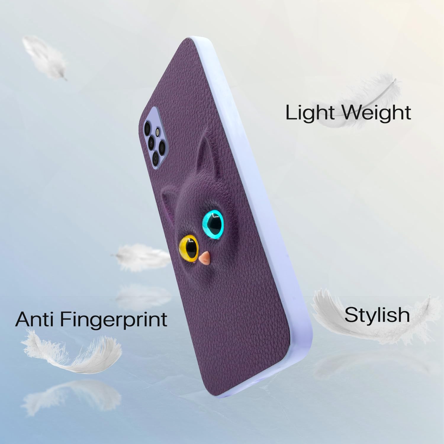 Pikkme Samsung Galaxy A51 Kitty Back Cover (Purple)