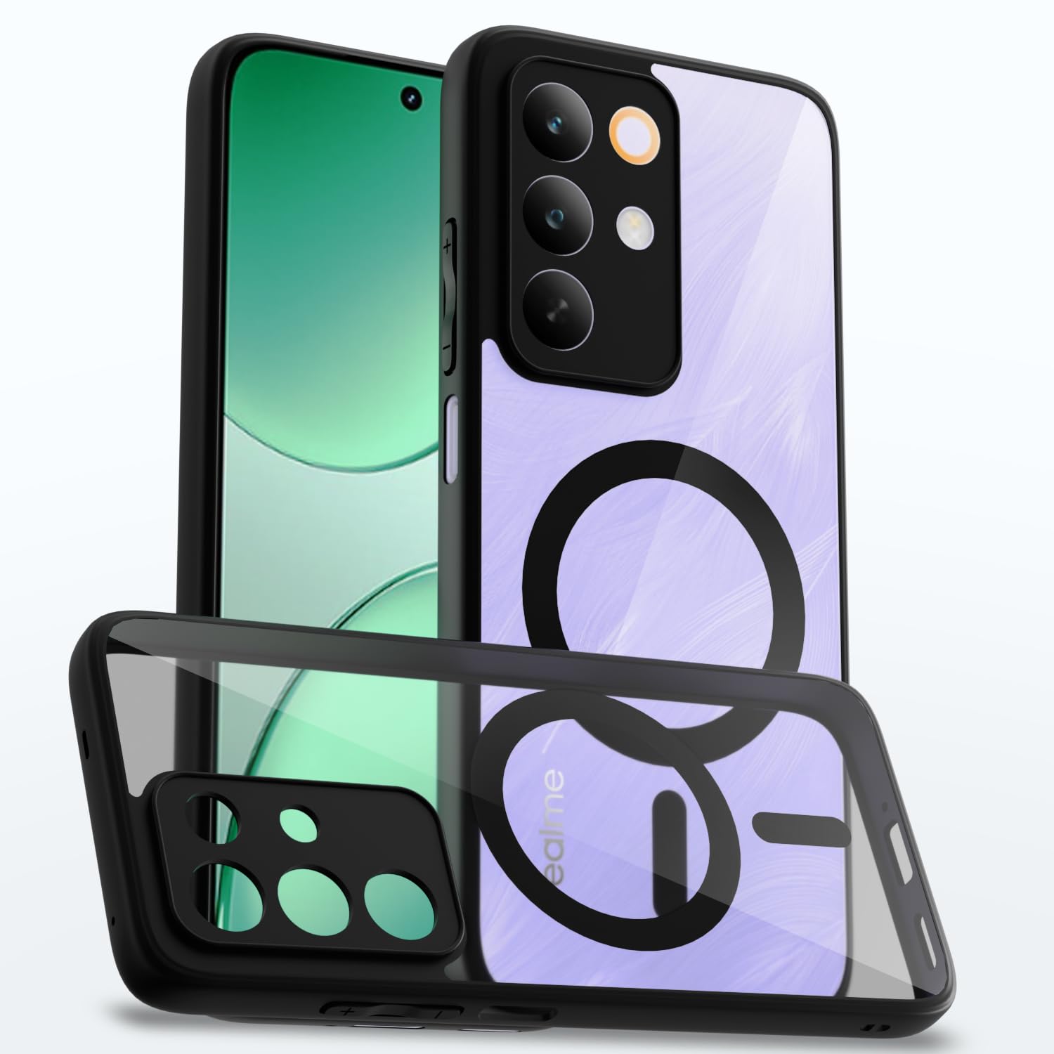 Realme Narzo 90X/C85/15X 5G MagSafe phone cover in black mag-safe by Pikkme