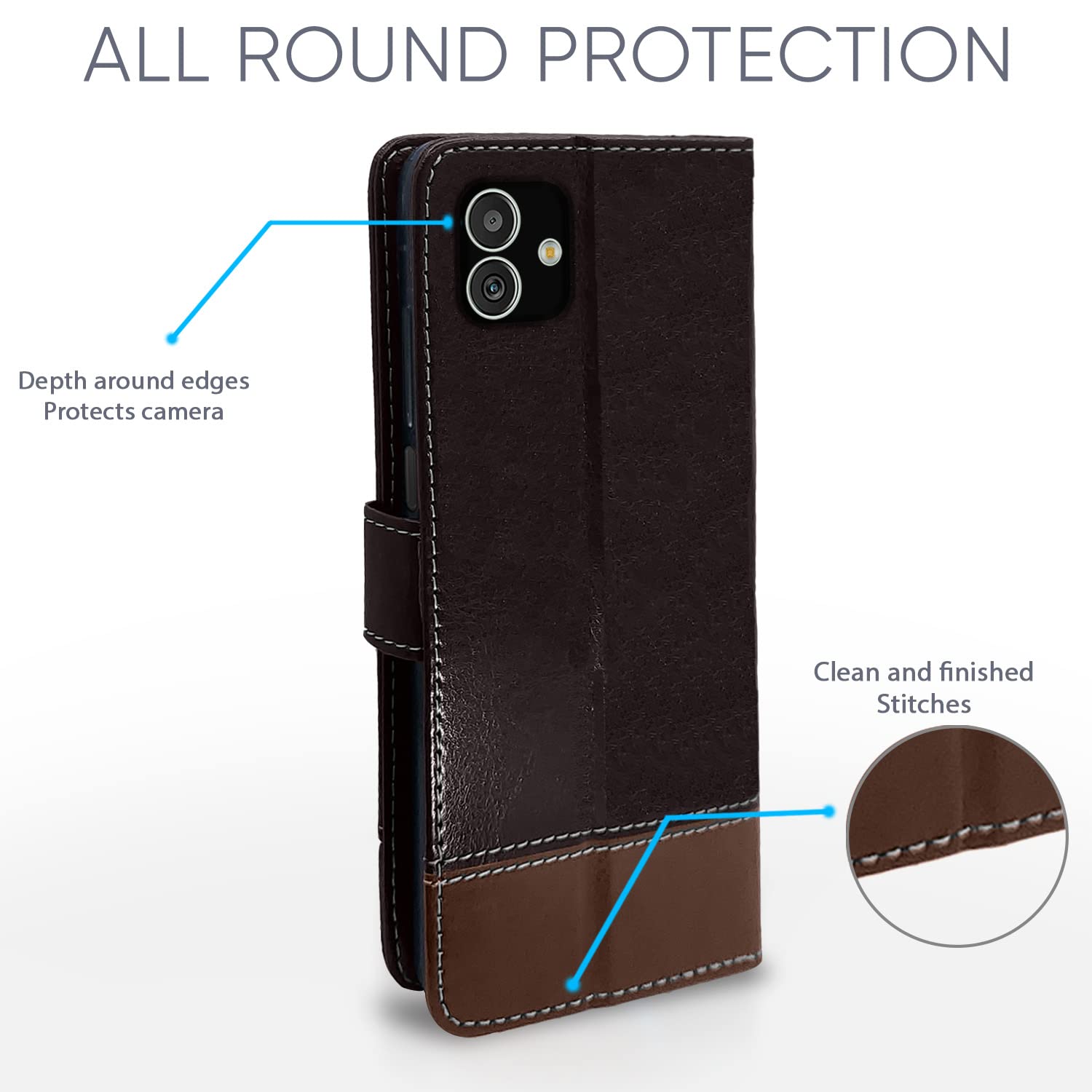 Pikkme Samsung Galaxy F14 5G Constrast Flip Cover | Coffee & Brown