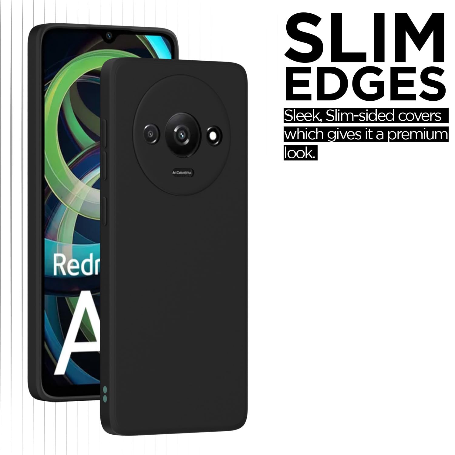 Pikkme Redmi A3 Liquid Silicone Back Cover (Black)