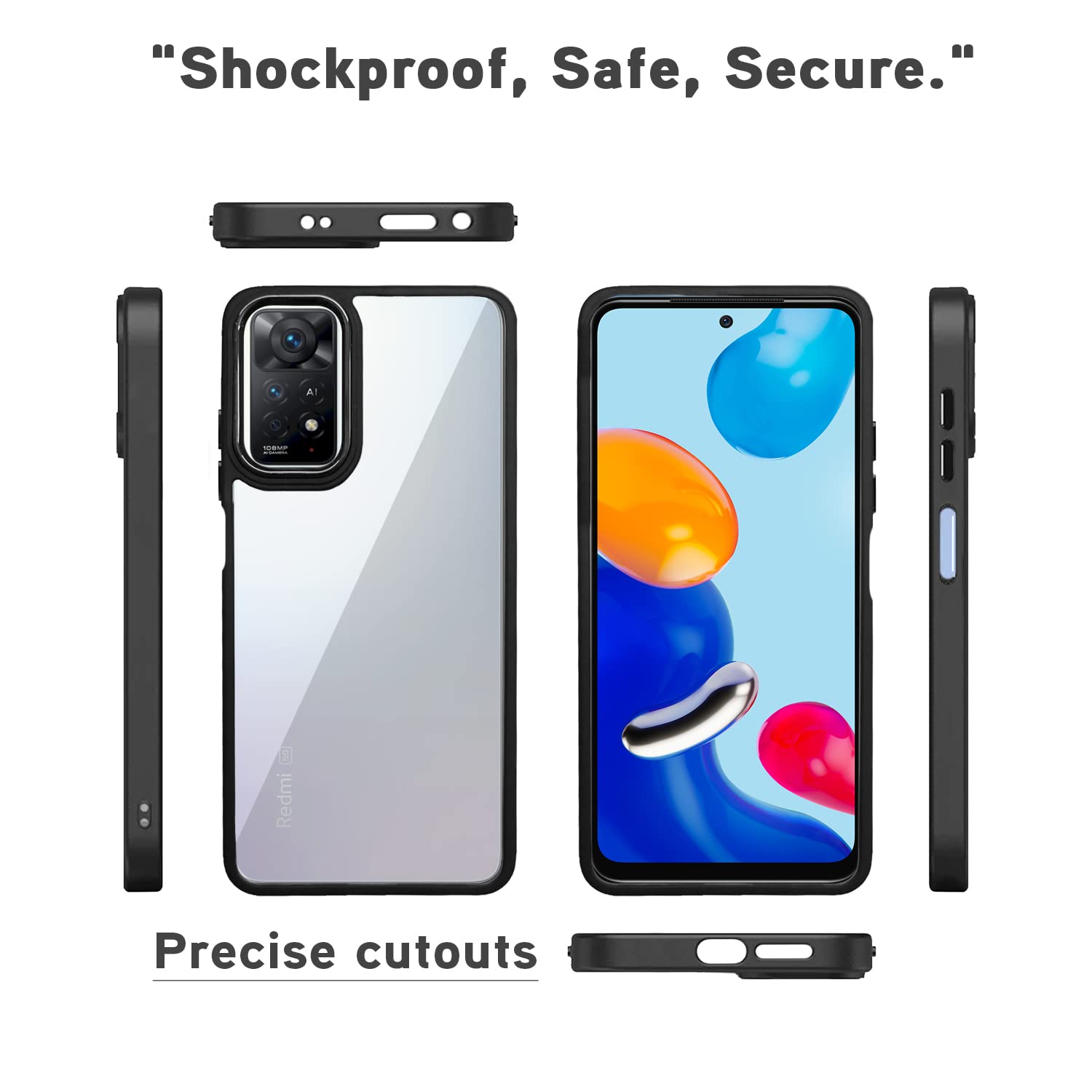 Redmi Note 11/Note 11S Chrome mobile back cover in black by Pikkme – photo 3