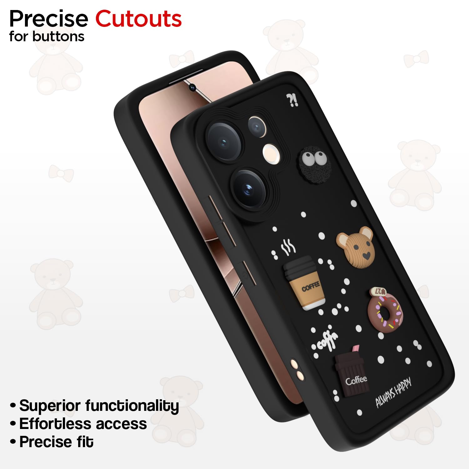 Pikkme Vivo V60 5G/T4 Pro 5G/3D Silicone black mobile cover – photo 6