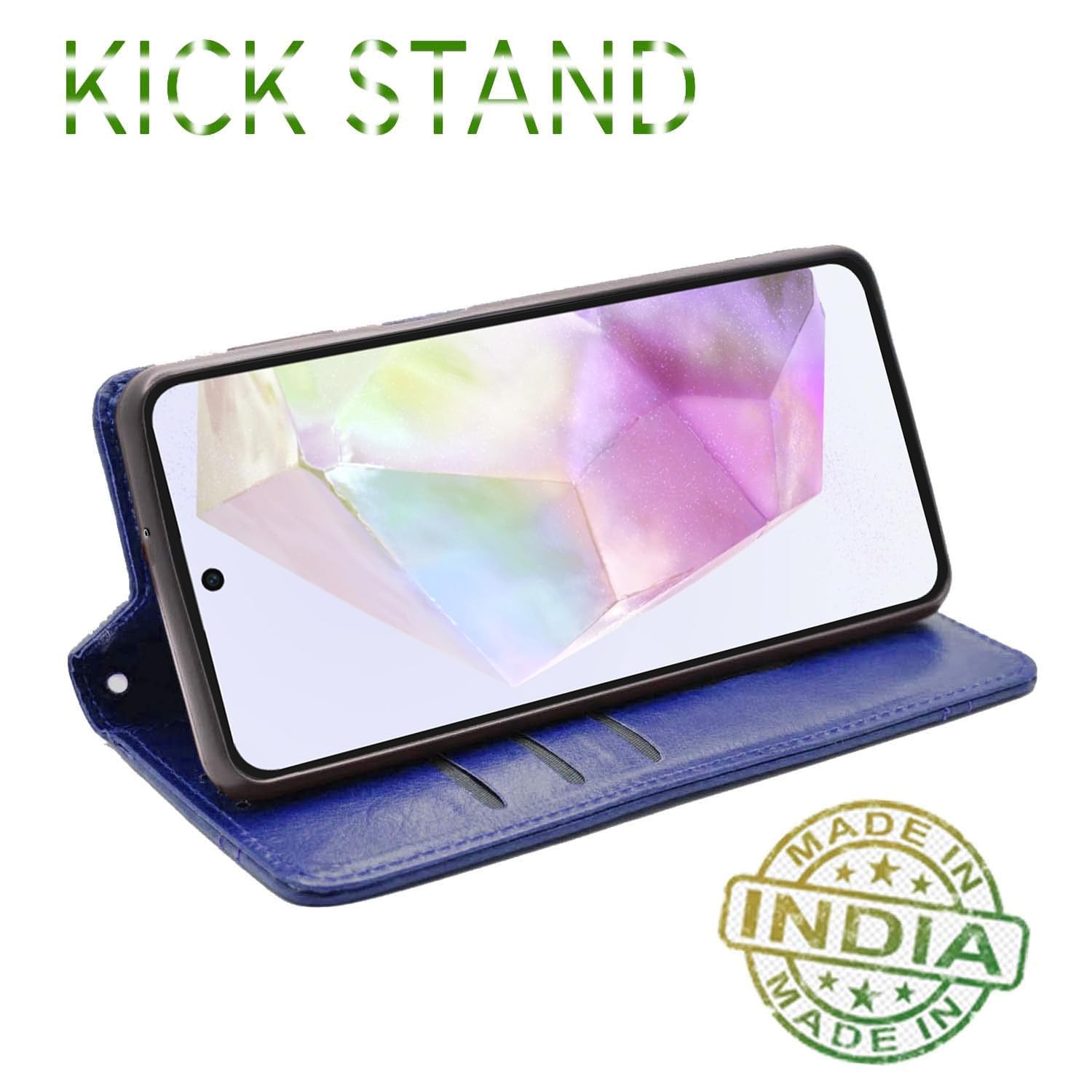 Pikkme Samsung Galaxy A35 5G Magnetic Flip Cover (Blue)