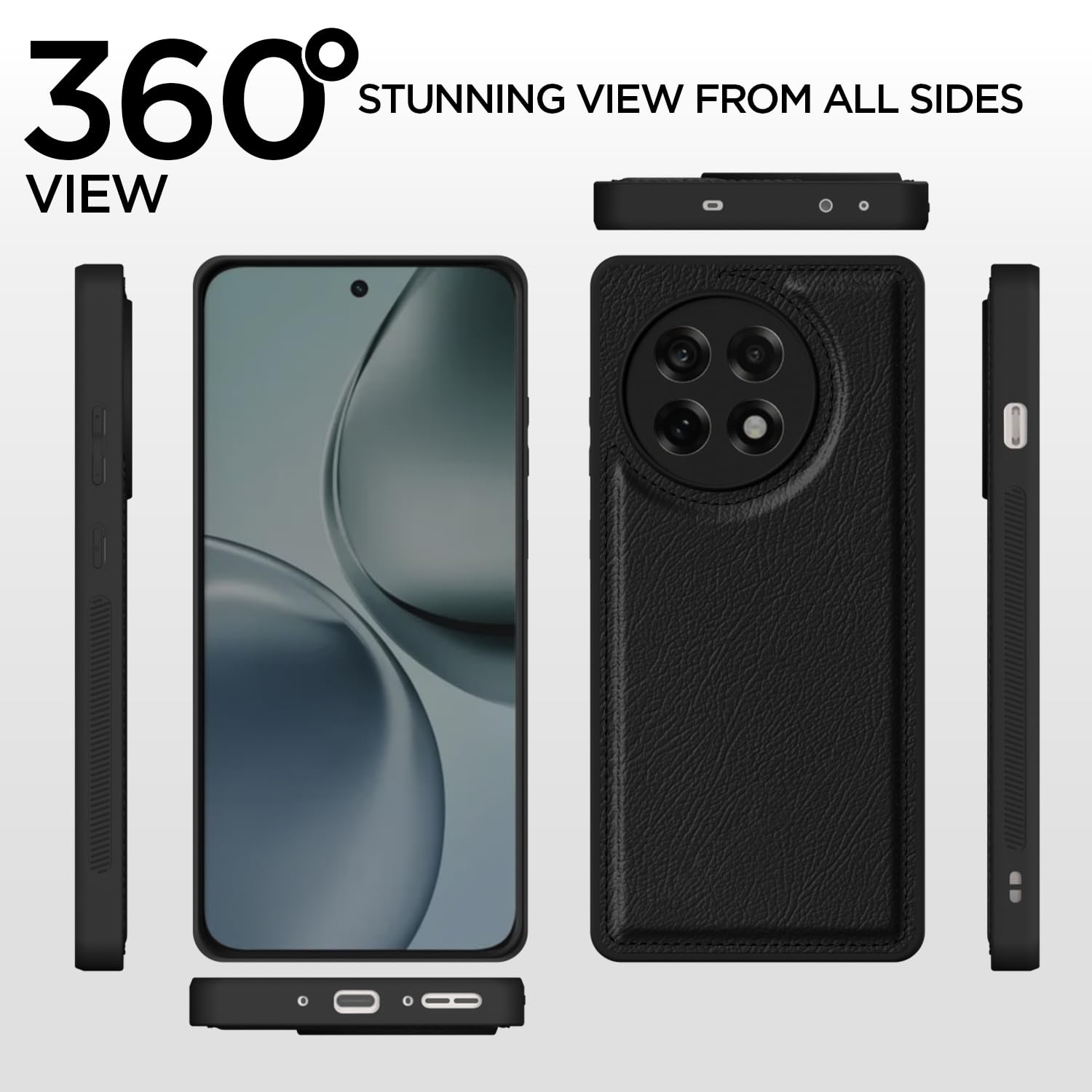 Pikkme OnePlus 13R 5G Leatherback Back Case (Black)