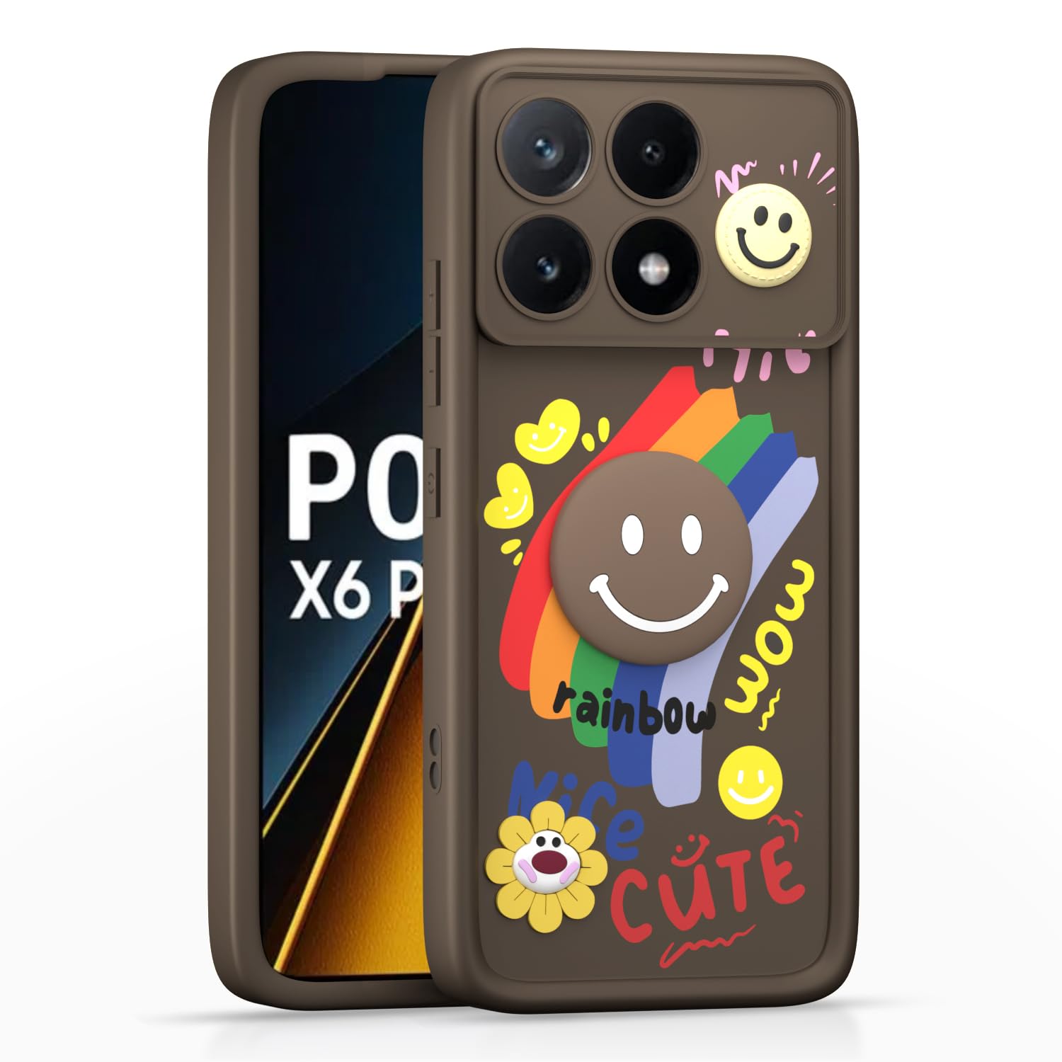 Poco X6 Pro 5G Soft Silicone phone cover in brown by Pikkme