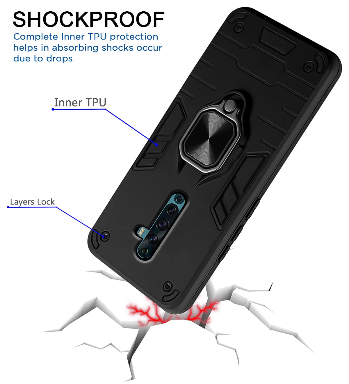 Oppo Reno 2F D5 Tough Armor mobile back cover in black by Pikkme – photo 4